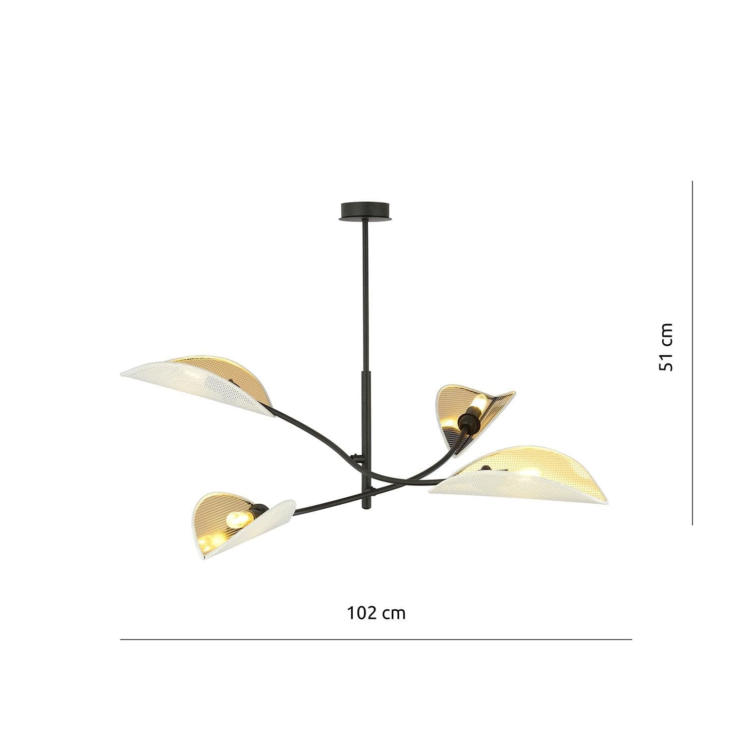 Sospensione Nordica 4 Luci Lotus In Acciaio Nero Bianco E Oro Bracci Regolabili in Lampade a sospensione LuceArt - Montecorvino Pugliano, commercioVirtuoso.it
