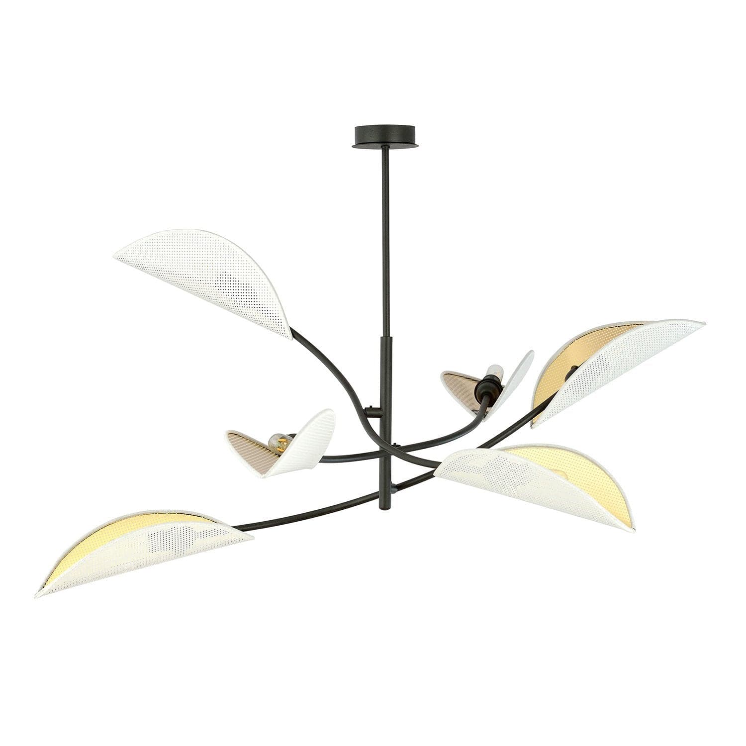 Sospensione Nordica 6 Luci Lotus In Acciaio Nero Bianco E Oro Bracci Regolabili in Lampade a sospensione LuceArt - Montecorvino Pugliano, commercioVirtuoso.it