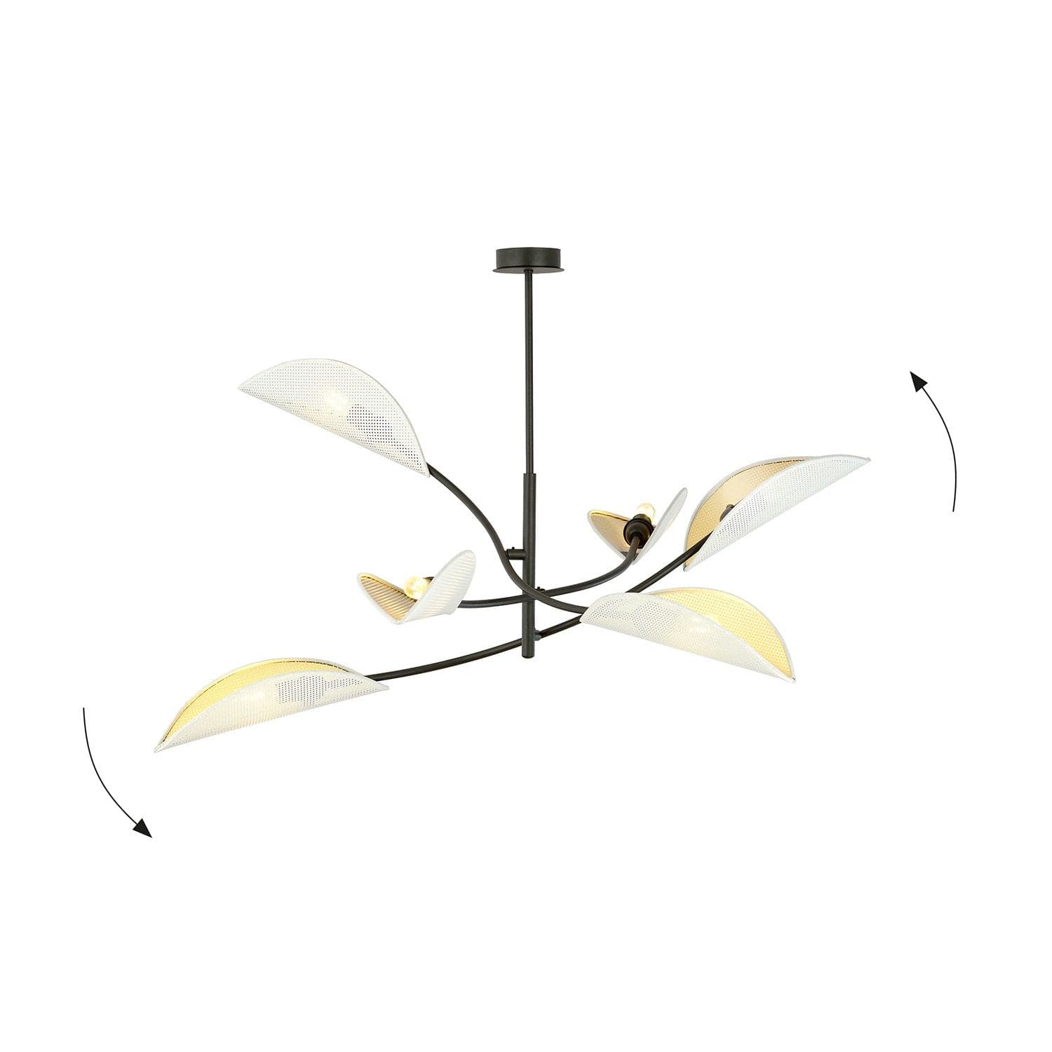 Sospensione Nordica 6 Luci Lotus In Acciaio Nero Bianco E Oro Bracci Regolabili in Lampade a sospensione LuceArt - Montecorvino Pugliano, commercioVirtuoso.it