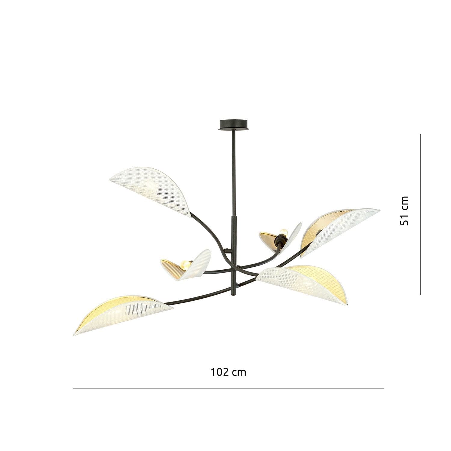 Sospensione Nordica 6 Luci Lotus In Acciaio Nero Bianco E Oro Bracci Regolabili in Lampade a sospensione LuceArt - Montecorvino Pugliano, commercioVirtuoso.it