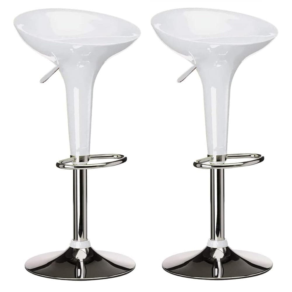 Coppia Sgabelli Bar Cucina Altezza Regolabile in Acciaio e ABS Bianco
