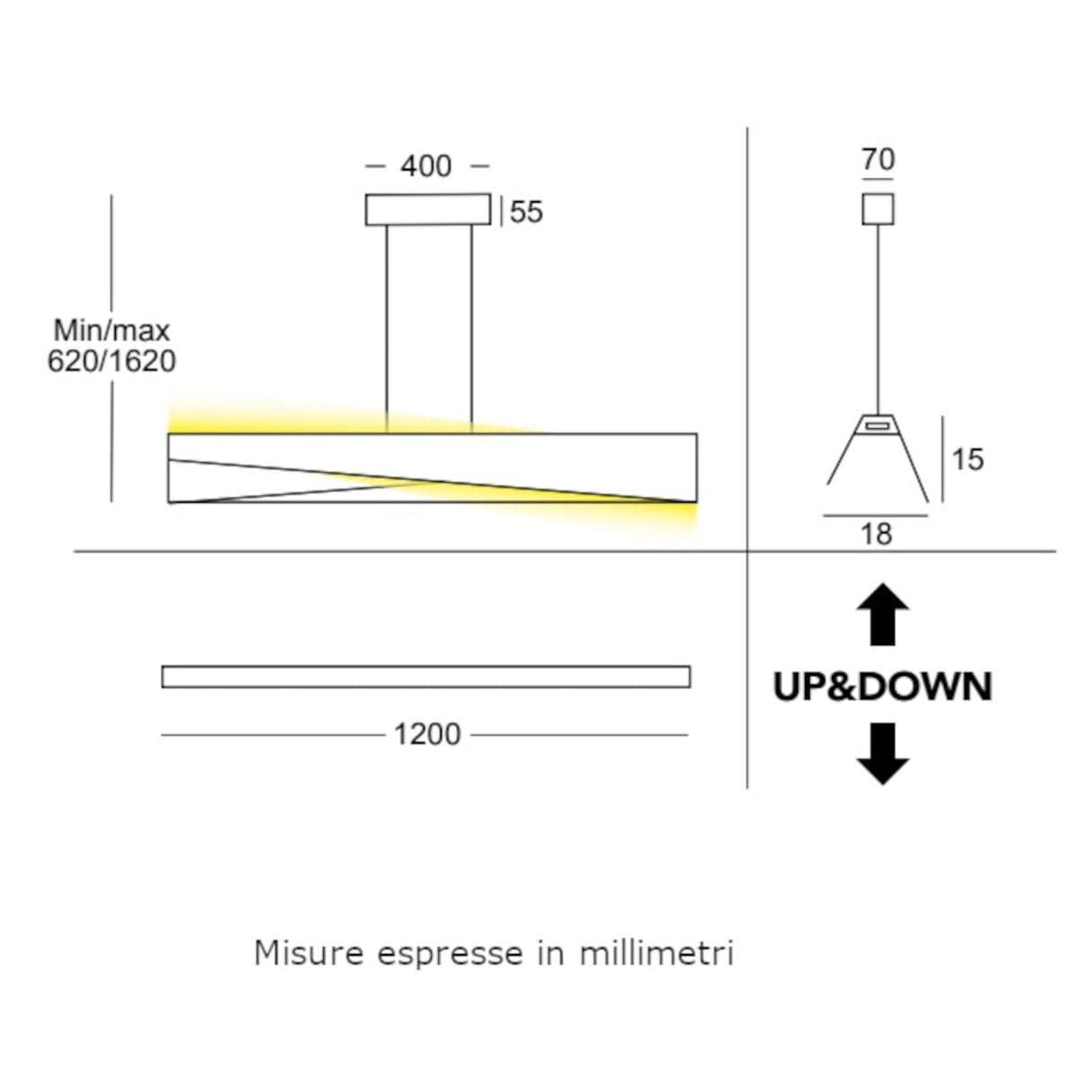 Lampadario moderno Cattaneo illuminazione KAMI UP-DOWN 992 120S LED biemissione dimmerabile in Lampadari Lampadari Bartalini - Colle di Val d’Elsa, commercioVirtuoso.it