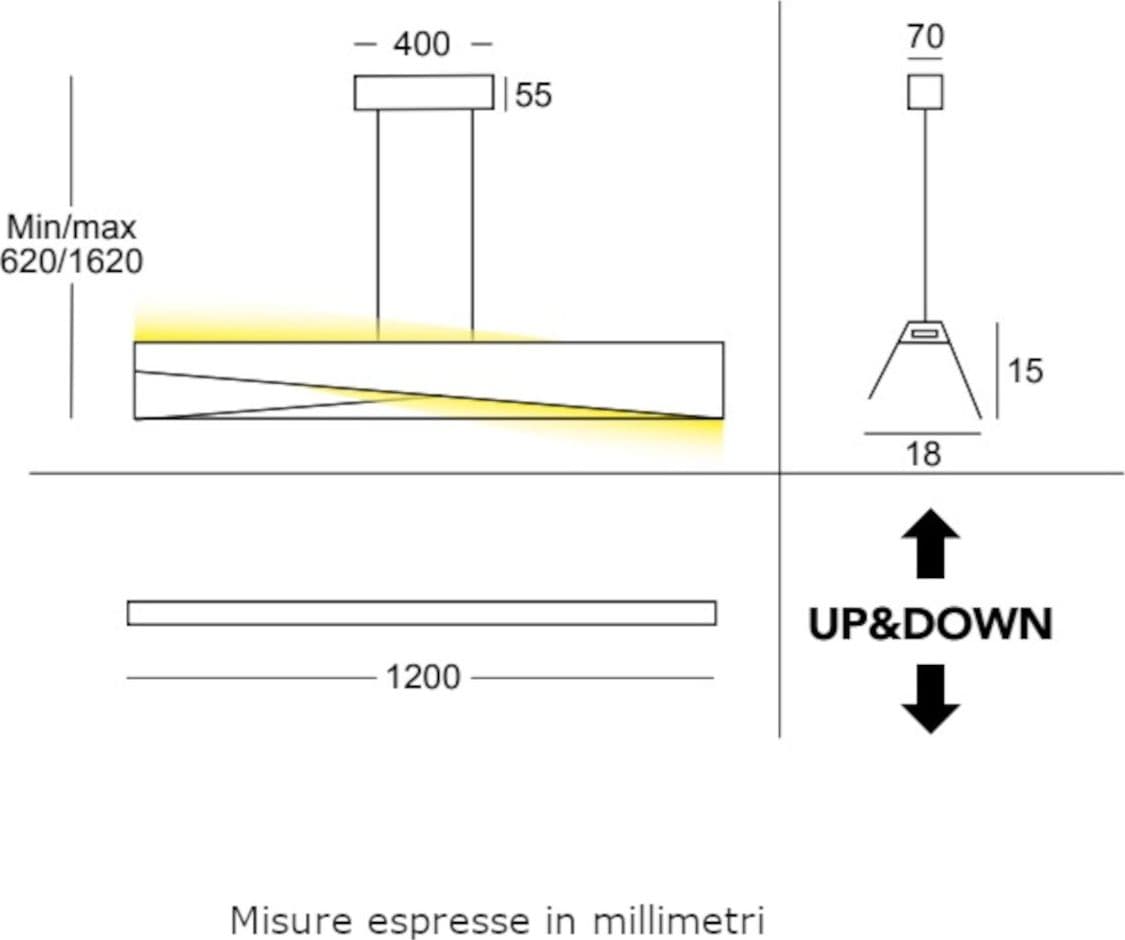 Lampadario moderno Cattaneo illuminazione KAMI UP-DOWN 991 120S LED biemissione dimmerabile in Lampadari Lampadari Bartalini - Colle di Val d’Elsa, commercioVirtuoso.it
