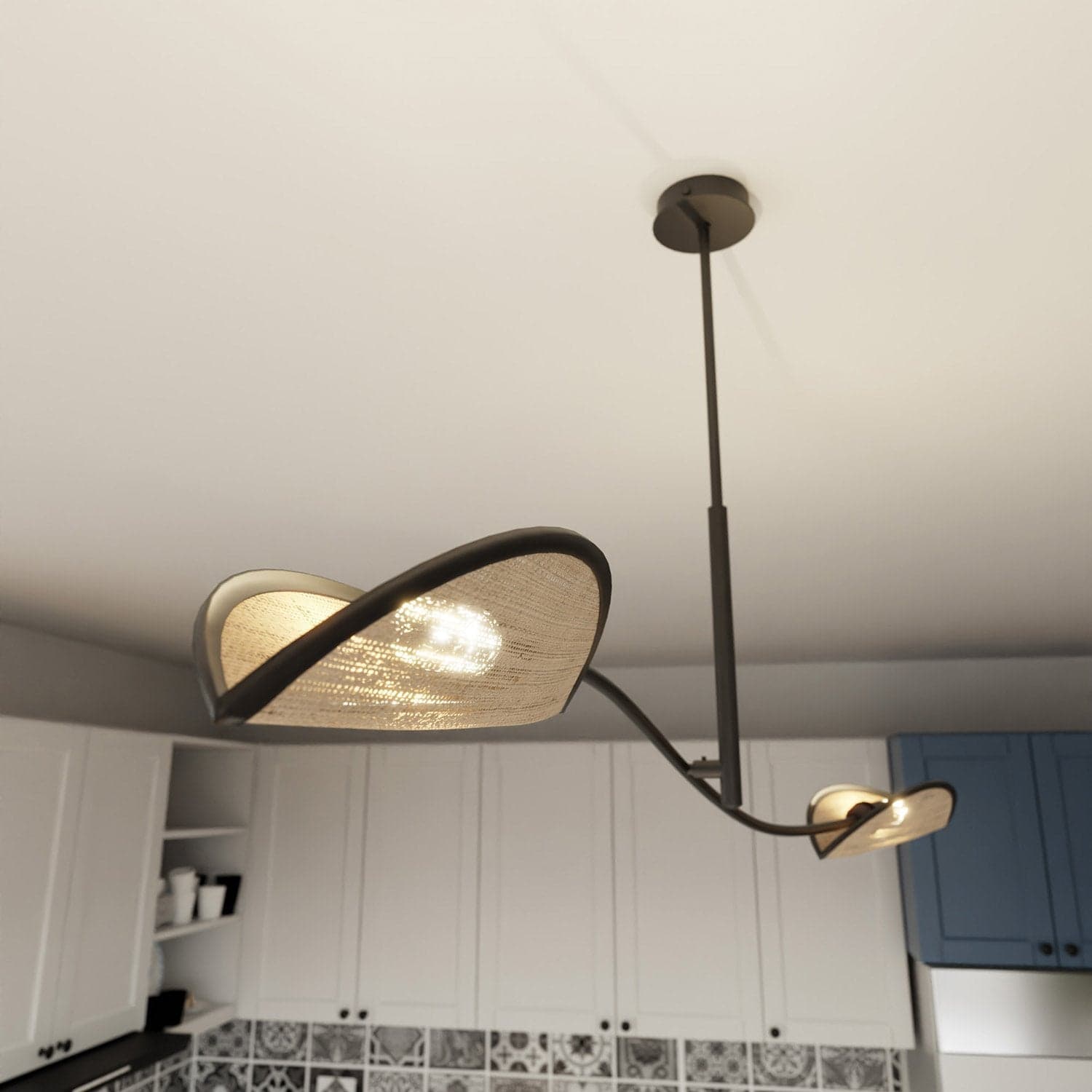Sospensione Nordica 2 Luci Lotus In Acciaio E Rattan Con Bracci Regolabili in Lampade a sospensione LuceArt - Montecorvino Pugliano, commercioVirtuoso.it