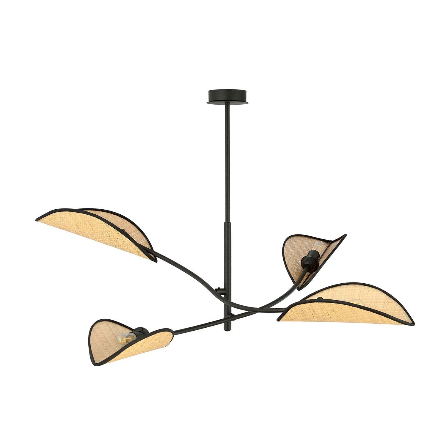 Sospensione Nordica 4 Luci Lotus In Acciaio E Rattan Con Bracci Regolabili in Lampade a sospensione LuceArt - Montecorvino Pugliano, commercioVirtuoso.it