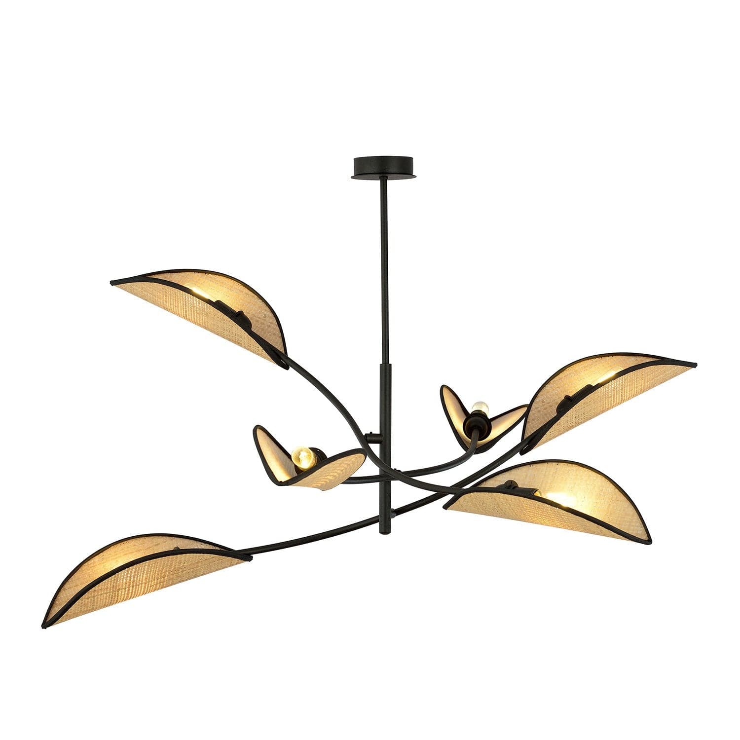 Sospensione Nordica 6 Luci Lotus In Acciaio E Rattan Con Bracci Regolabili in Lampade a sospensione LuceArt - Montecorvino Pugliano, commercioVirtuoso.it
