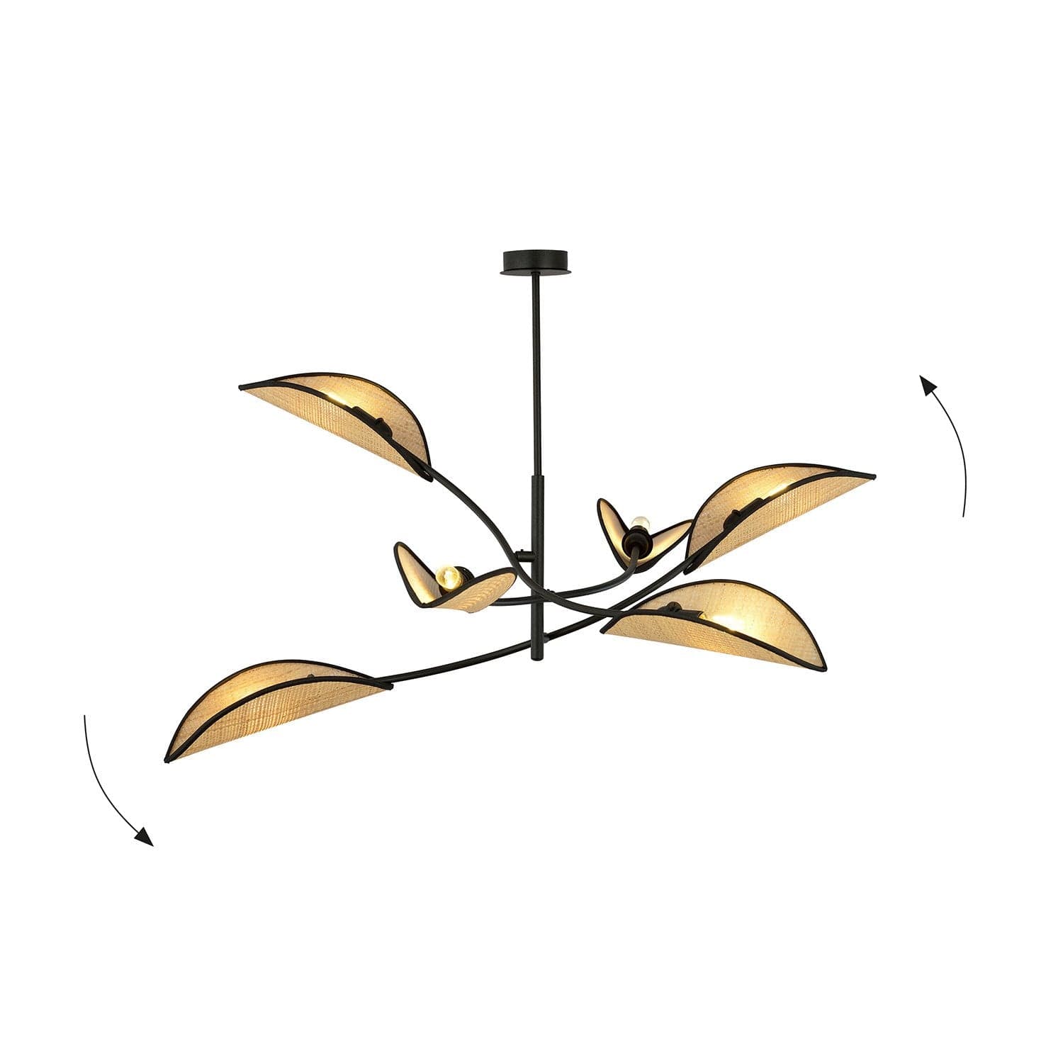Sospensione Nordica 6 Luci Lotus In Acciaio E Rattan Con Bracci Regolabili in Lampade a sospensione LuceArt - Montecorvino Pugliano, commercioVirtuoso.it