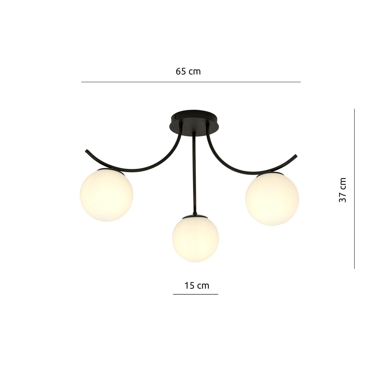 Plafoniera Moderna 3 Luci Boston In Acciaio Nero E Diffusori In Vetro Opale in Plafoniere LuceArt - Montecorvino Pugliano, commercioVirtuoso.it