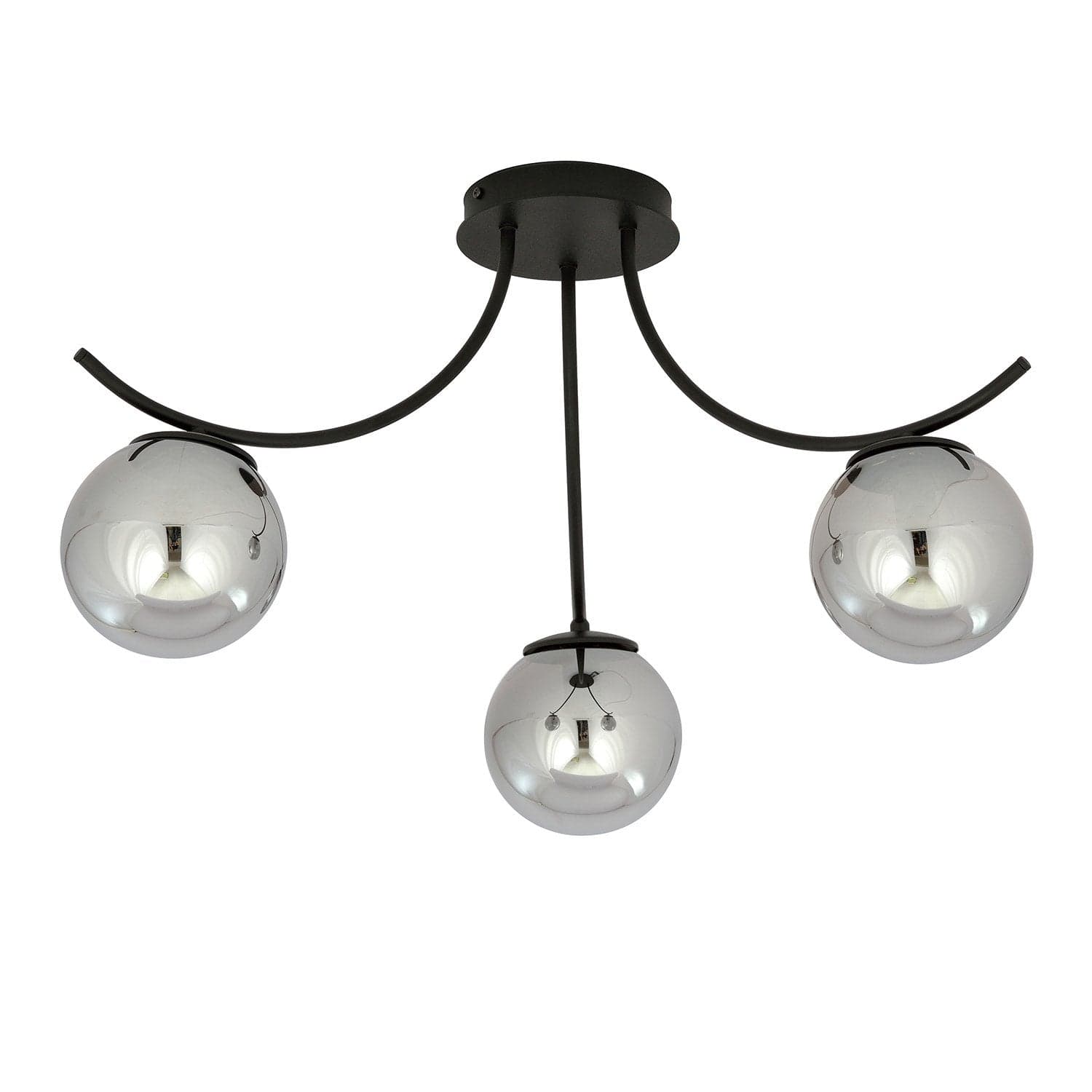 Plafoniera Moderna 3 Luci Boston In Acciaio Nero E Diffusori In Vetro Fumè in Plafoniere LuceArt - Montecorvino Pugliano, commercioVirtuoso.it