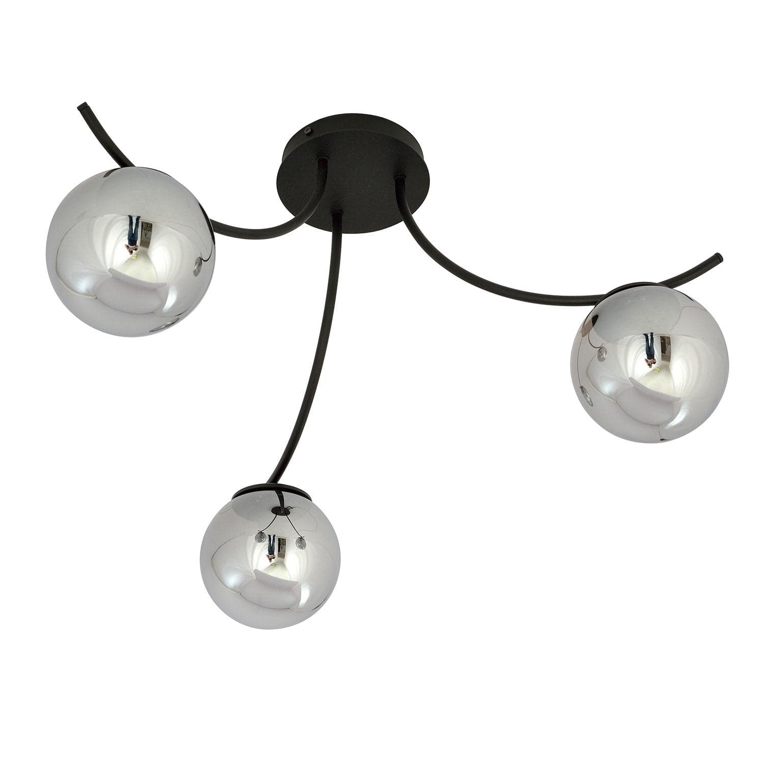 Plafoniera Moderna 3 Luci Boston In Acciaio Nero E Diffusori In Vetro Fumè in Plafoniere LuceArt - Montecorvino Pugliano, commercioVirtuoso.it