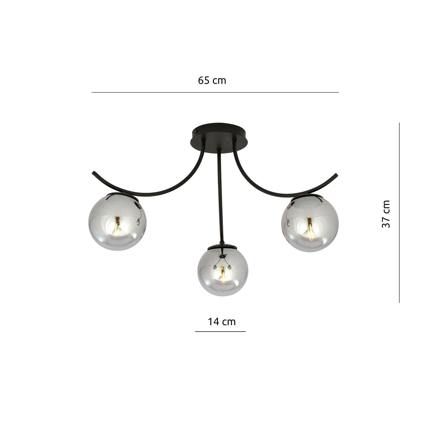 Plafoniera Moderna 3 Luci Boston In Acciaio Nero E Diffusori In Vetro Fumè in Plafoniere LuceArt - Montecorvino Pugliano, commercioVirtuoso.it
