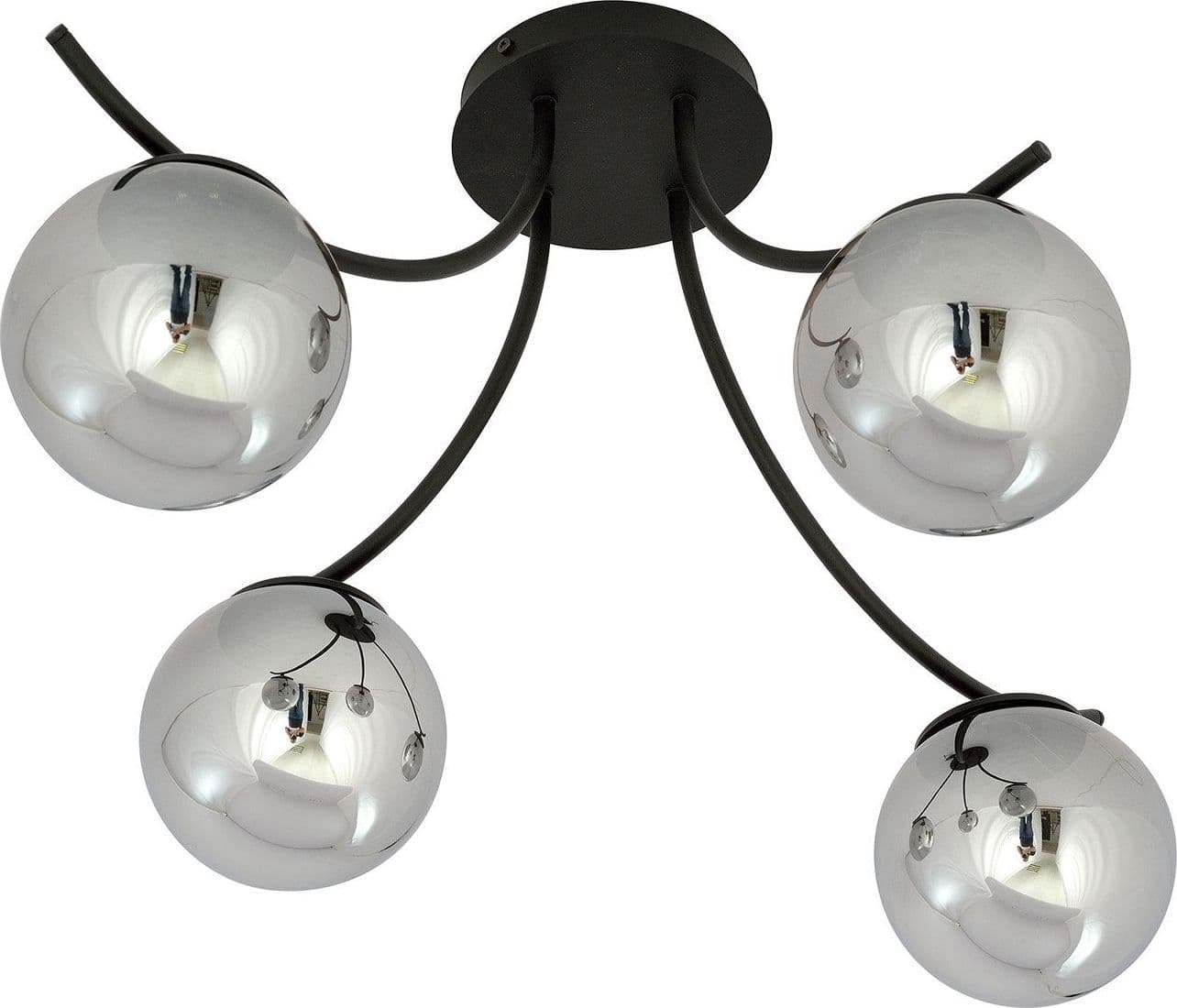 Plafoniera Moderna 4 Luci Boston In Acciaio Nero E Diffusori In Vetro Fumè in Plafoniere LuceArt - Montecorvino Pugliano, commercioVirtuoso.it
