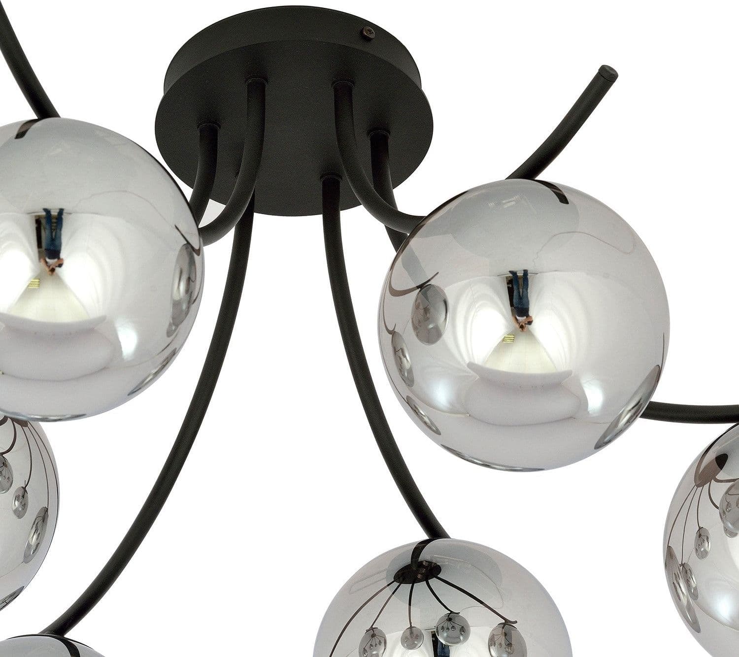 Plafoniera Moderna 6 Luci Boston In Acciaio Nero E Diffusori In Vetro Fumè in Plafoniere LuceArt - Montecorvino Pugliano, commercioVirtuoso.it