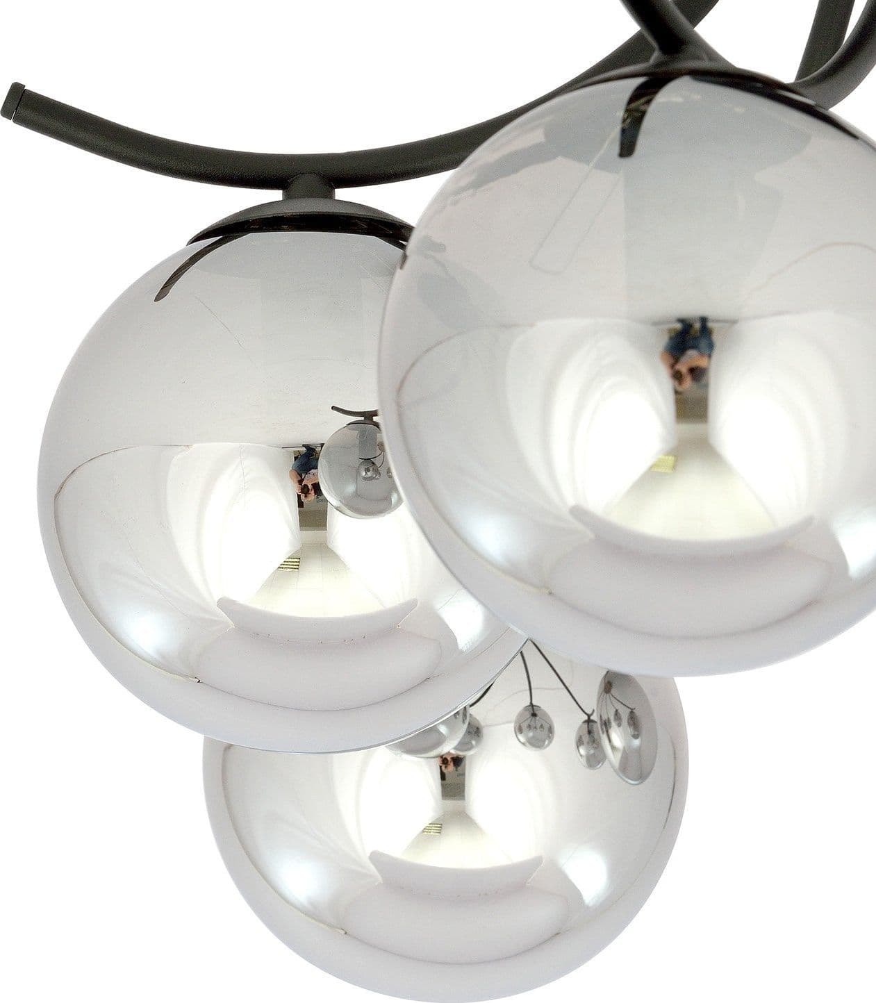 Plafoniera Moderna 6 Luci Boston In Acciaio Nero E Diffusori In Vetro Fumè in Plafoniere LuceArt - Montecorvino Pugliano, commercioVirtuoso.it