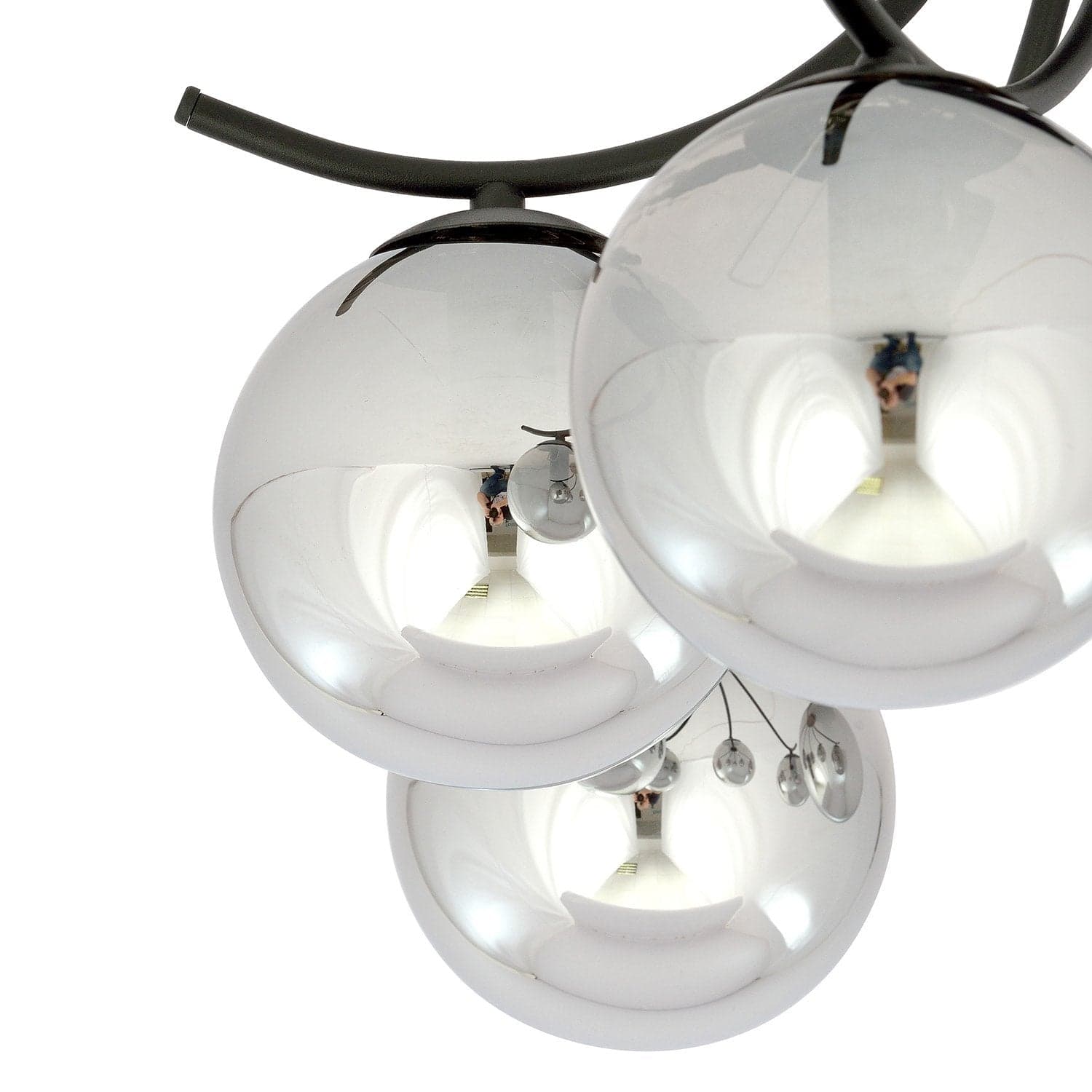 Plafoniera Moderna 6 Luci Boston In Acciaio Nero E Diffusori In Vetro Fumè in Plafoniere LuceArt - Montecorvino Pugliano, commercioVirtuoso.it