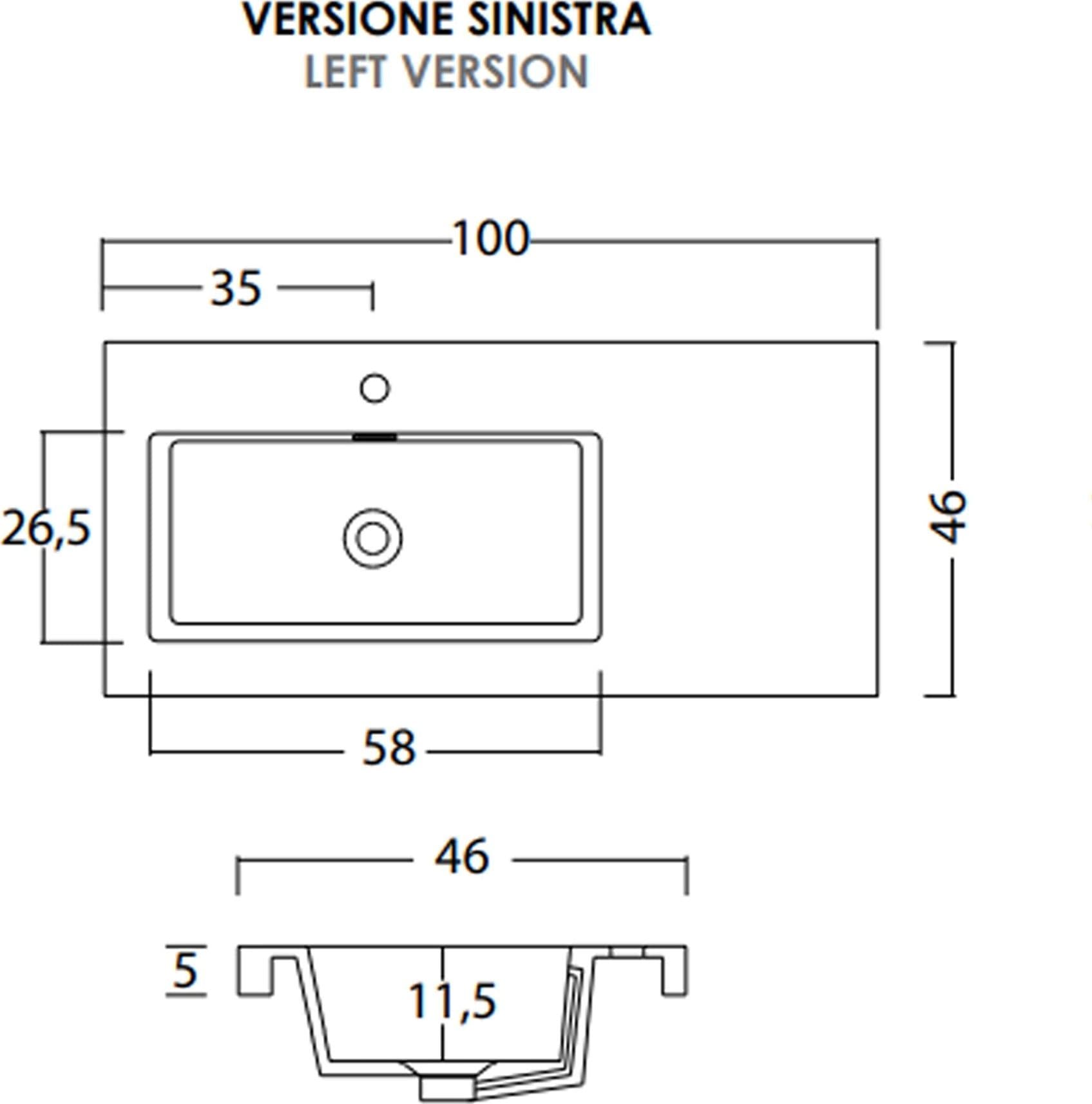 Mobile bagno sospeso bianco larice 100cm due cassetti e sportello MOOD-100 in Mobili a muro Mondialshop - Parabiago, commercioVirtuoso.it