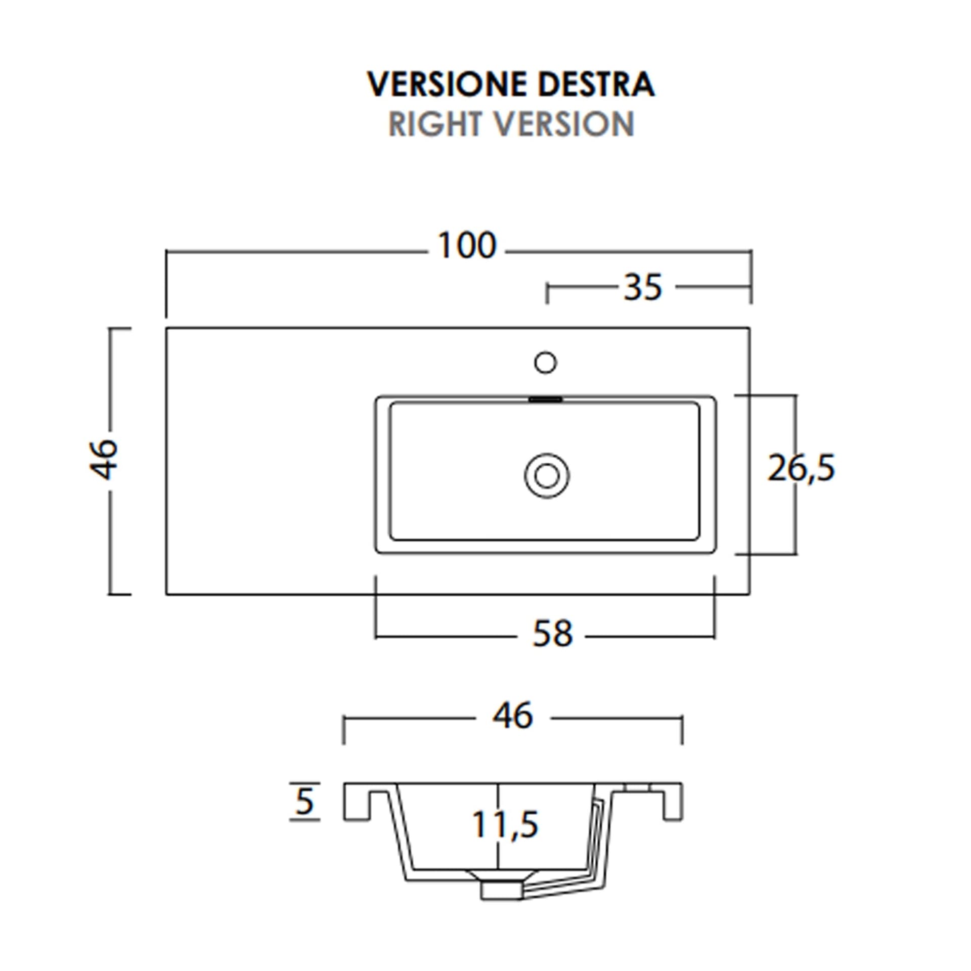 Mobile bagno sospeso grigio eucalipto 100cm due cassetti e sportello MOOD-100 in Mobiletti con lavabo Mondialshop - Parabiago, commercioVirtuoso.it
