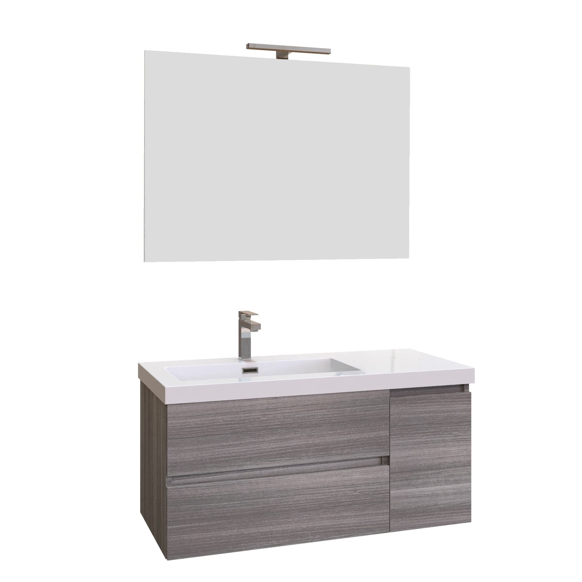 Mobile bagno sospeso grigio eucalipto 100cm due cassetti e sportello MOOD-100 in Mobiletti con lavabo Mondialshop - Parabiago, commercioVirtuoso.it