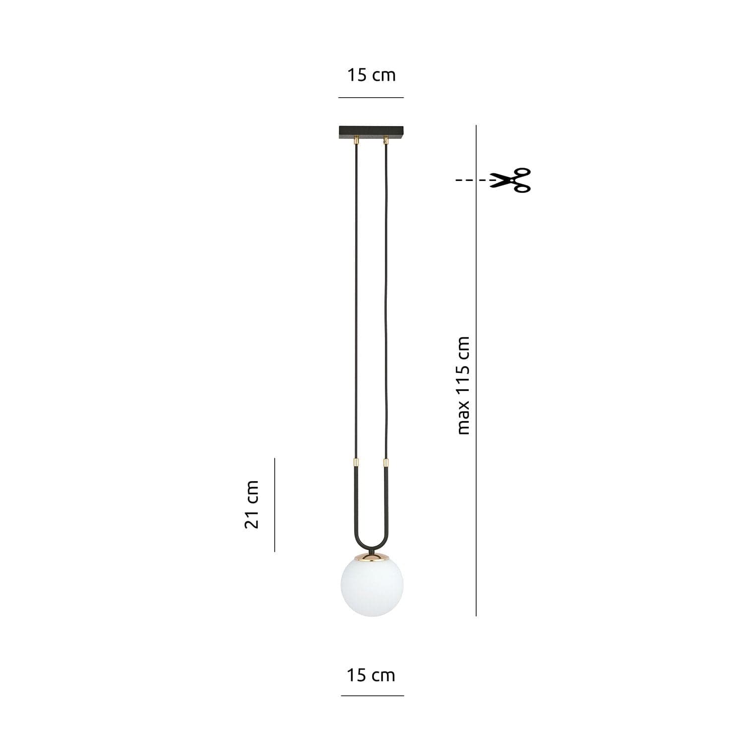 Sospensione Contemporanea 1 Luce Glam In Acciaio Nero Oro E Sfera Vetro Opalino in Lampade a sospensione LuceArt - Montecorvino Pugliano, commercioVirtuoso.it