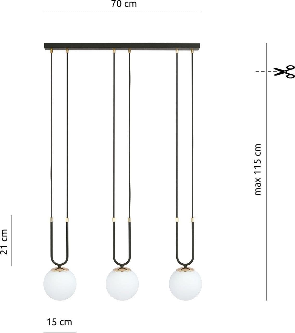 Sospensione Contemporanea 3 Luci Glam In Acciaio Nero Oro E Sfere Vetro Opalino in Lampade a sospensione LuceArt - Montecorvino Pugliano, commercioVirtuoso.it