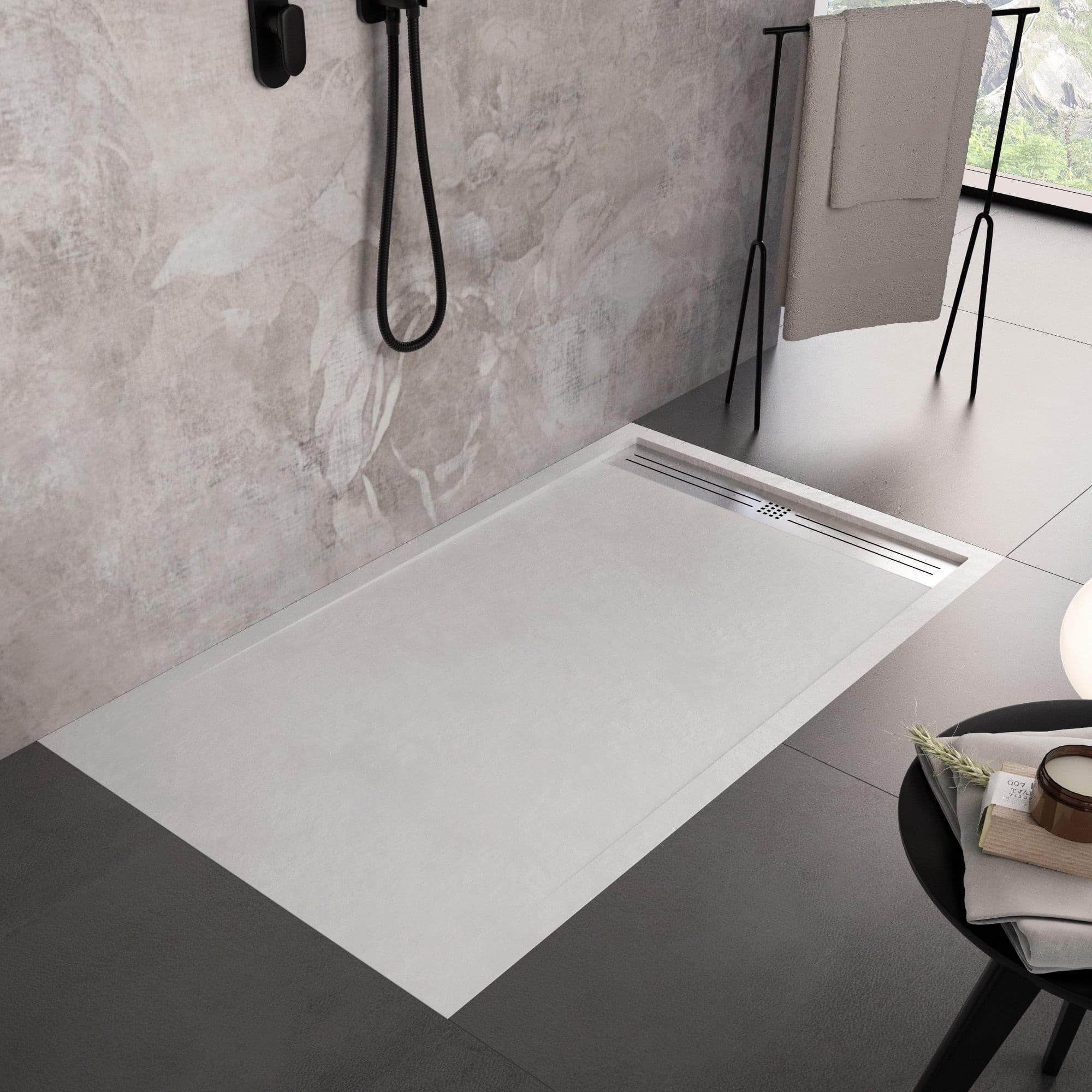 Piatto doccia in marmoresina bianco con scarico laterale griglia inox | Piletta Gratis STAR RELAX in Box doccia Mondialshop - Parabiago, commercioVirtuoso.it
