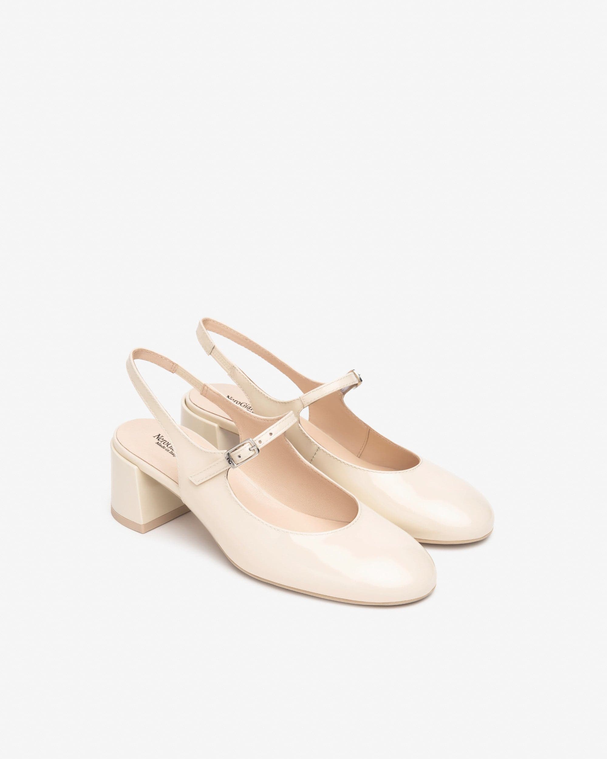 Nero Giardini slingback donna in vernice col .latte in Scarpe col tacco Teresi Calzature - Marsala, commercioVirtuoso.it