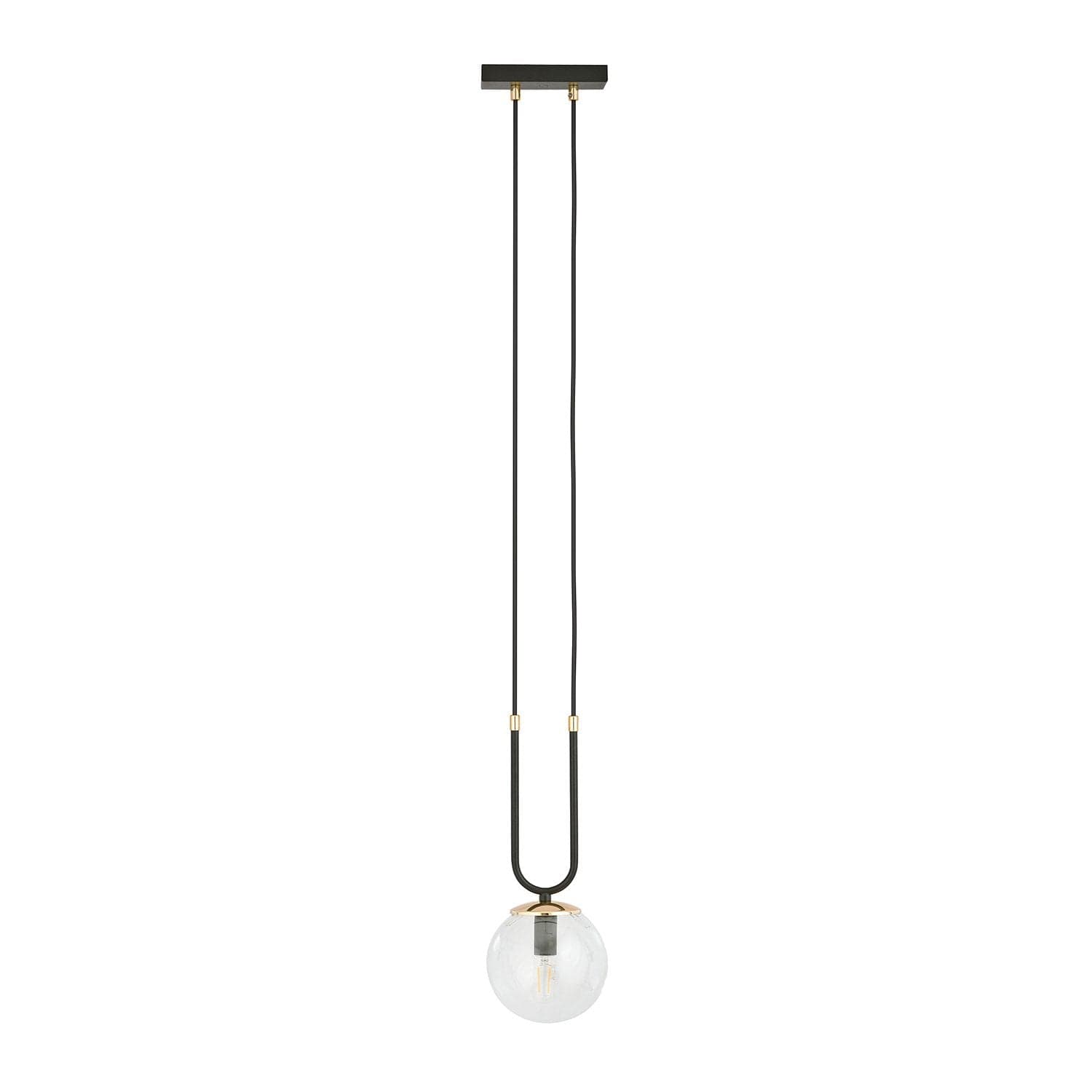 Sospensione Contemporanea 1 Luce Glam Acciaio Nero Oro E Sfera Vetro Trasparente in Lampade a sospensione LuceArt - Montecorvino Pugliano, commercioVirtuoso.it