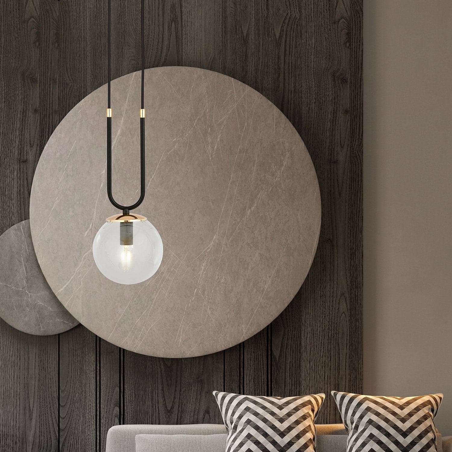 Sospensione Contemporanea 1 Luce Glam Acciaio Nero Oro E Sfera Vetro Trasparente in Lampade a sospensione LuceArt - Montecorvino Pugliano, commercioVirtuoso.it