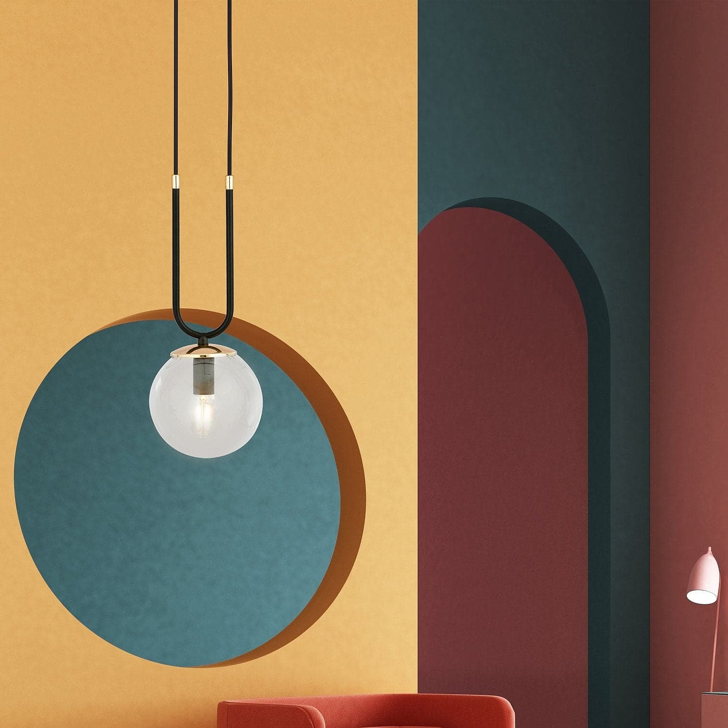 Sospensione Contemporanea 1 Luce Glam Acciaio Nero Oro E Sfera Vetro Trasparente in Lampade a sospensione LuceArt - Montecorvino Pugliano, commercioVirtuoso.it