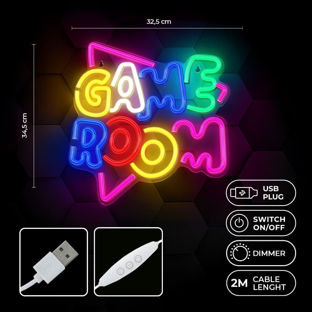 led wall neon game room multicolor connettore usb con regolatore di intensita' dimensioni 400x16x275 in Insegne luminose Tropposmart.it - Genova, commercioVirtuoso.it