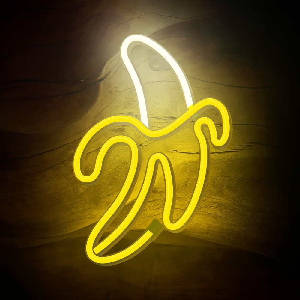 led wall neon banana colore giallo e bianco caldo connettore usb dimensioni 196 x 20 x 285 in Insegne luminose Tropposmart.it - Genova, commercioVirtuoso.it