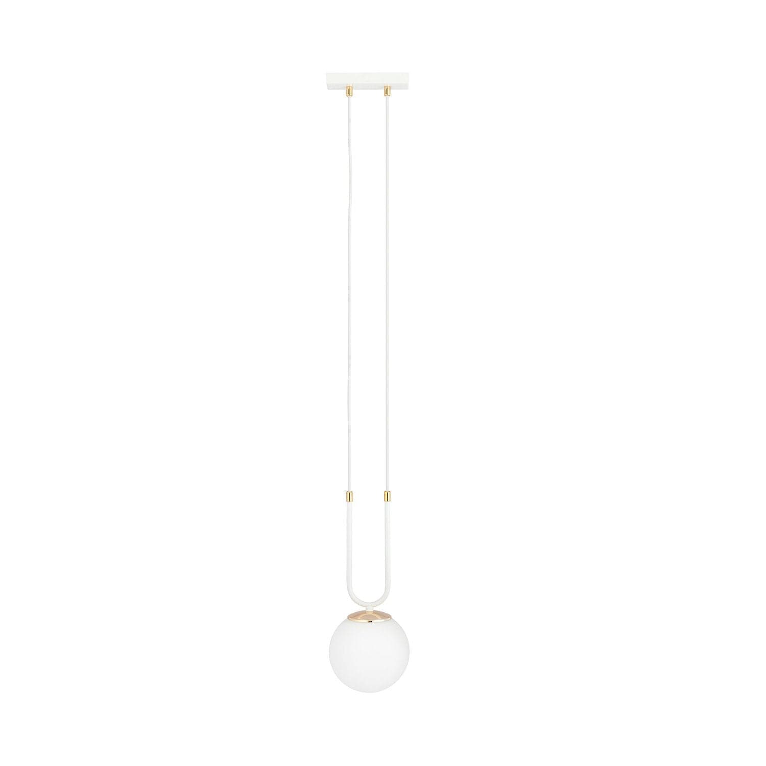Sospensione Contemporanea 1 Luce Glam Acciaio Bianco Oro E Sfera Vetro Opalino in Lampade a sospensione LuceArt - Montecorvino Pugliano, commercioVirtuoso.it