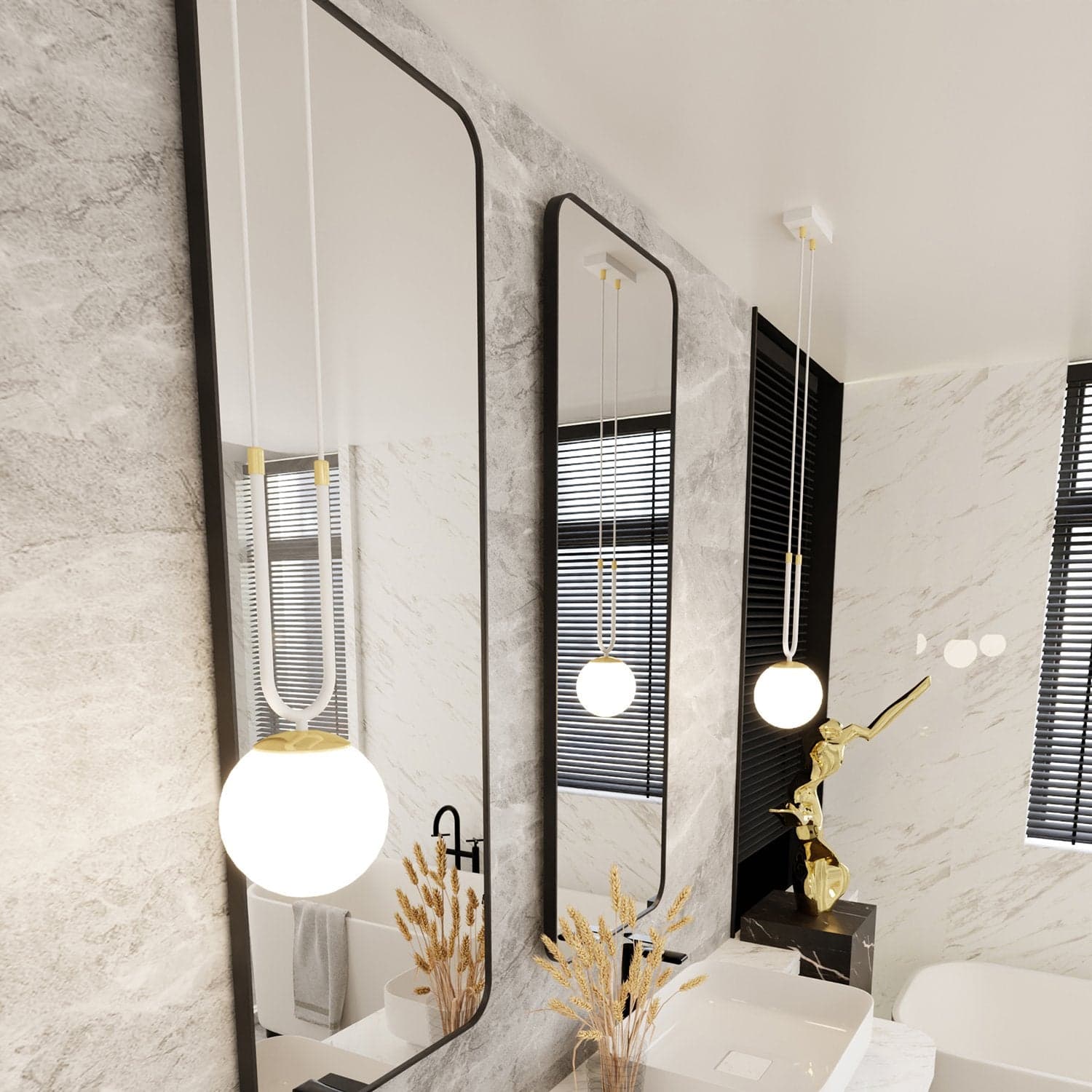 Sospensione Contemporanea 1 Luce Glam Acciaio Bianco Oro E Sfera Vetro Opalino in Lampade a sospensione LuceArt - Montecorvino Pugliano, commercioVirtuoso.it