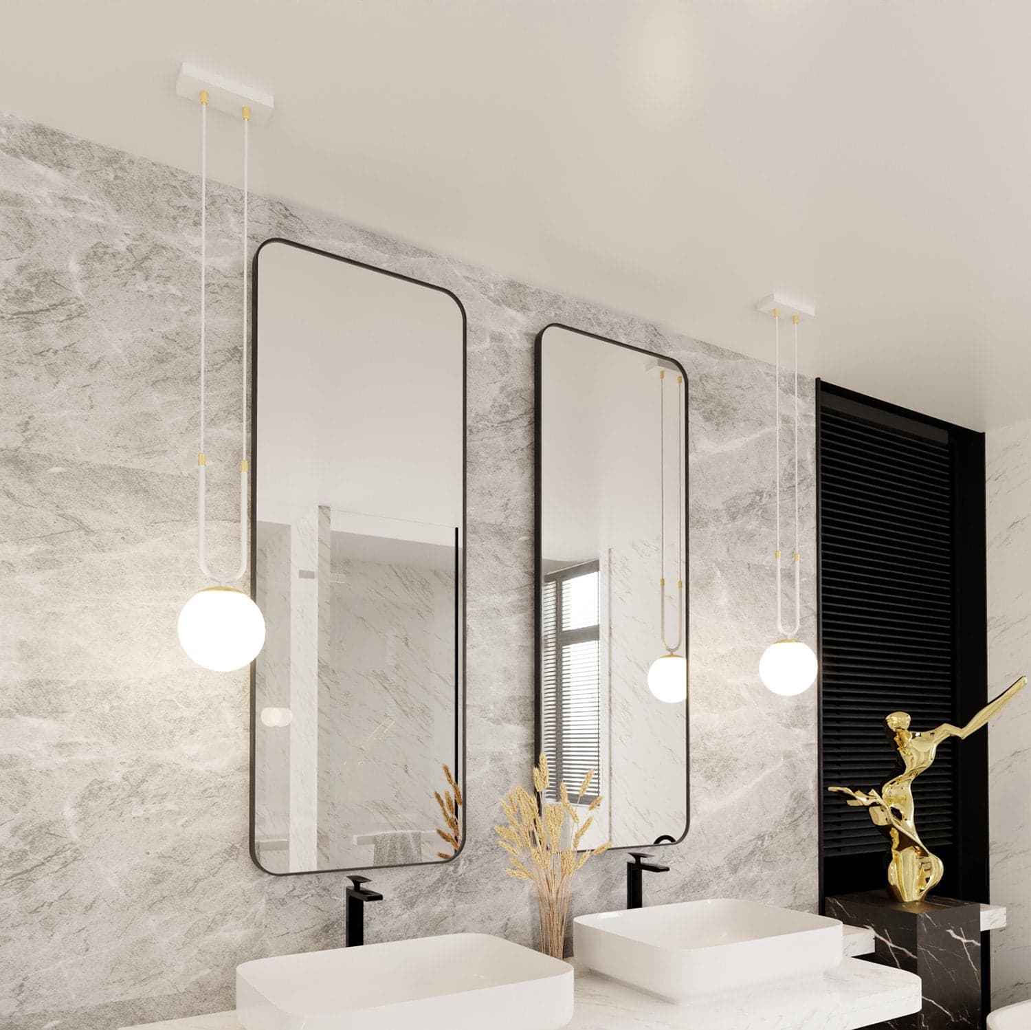 Sospensione Contemporanea 1 Luce Glam Acciaio Bianco Oro E Sfera Vetro Opalino in Lampade a sospensione LuceArt - Montecorvino Pugliano, commercioVirtuoso.it