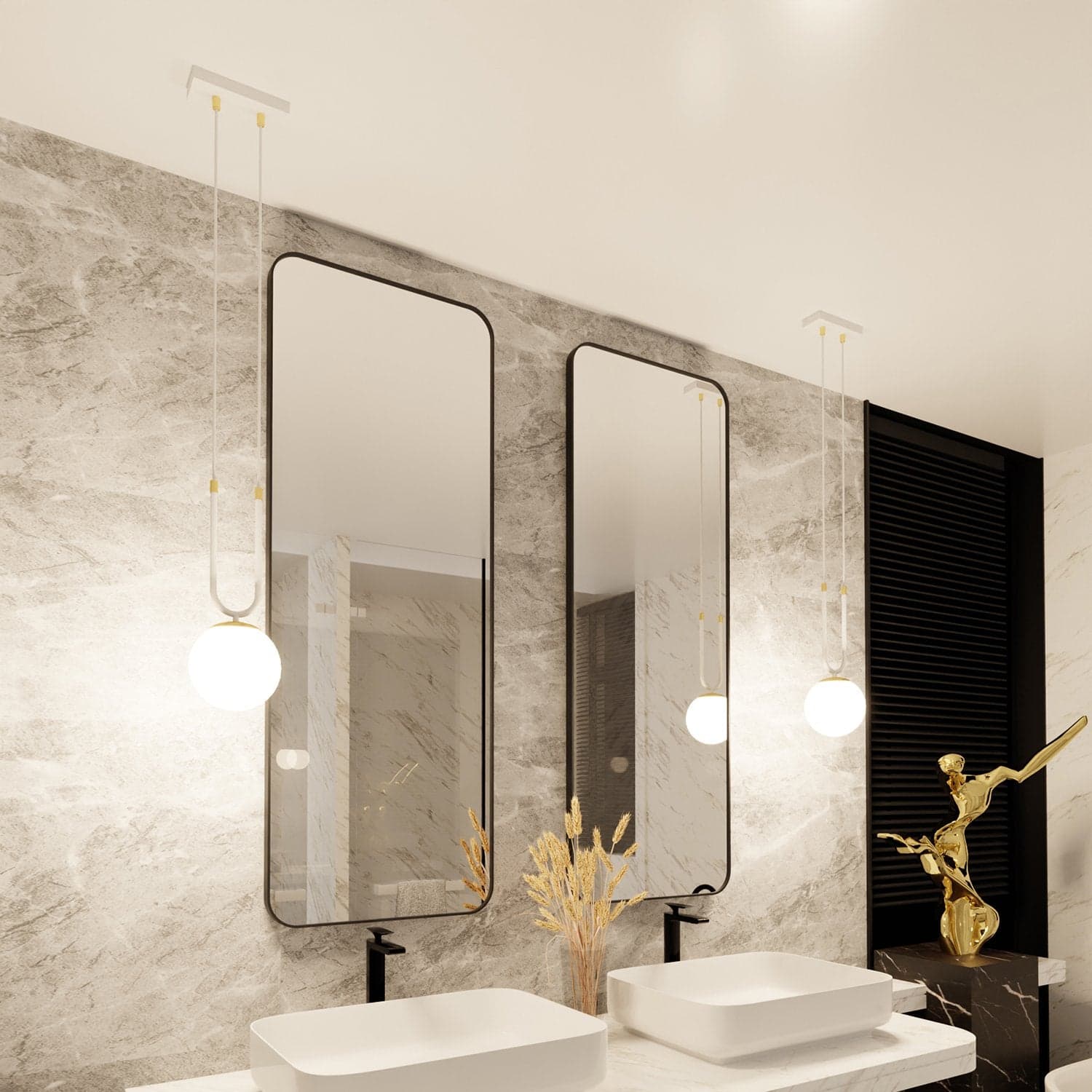 Sospensione Contemporanea 1 Luce Glam Acciaio Bianco Oro E Sfera Vetro Opalino in Lampade a sospensione LuceArt - Montecorvino Pugliano, commercioVirtuoso.it