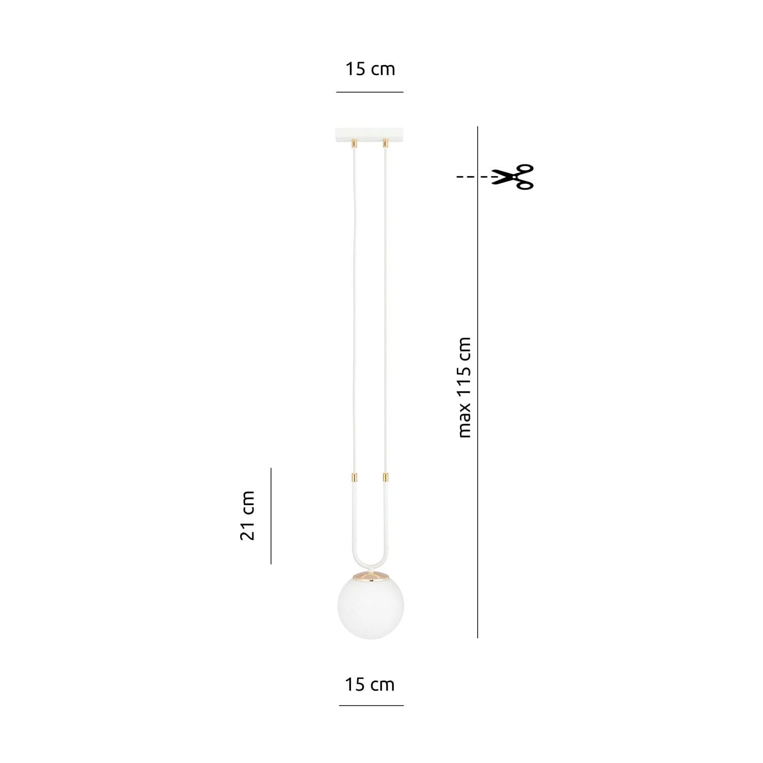 Sospensione Contemporanea 1 Luce Glam Acciaio Bianco Oro E Sfera Vetro Opalino in Lampade a sospensione LuceArt - Montecorvino Pugliano, commercioVirtuoso.it