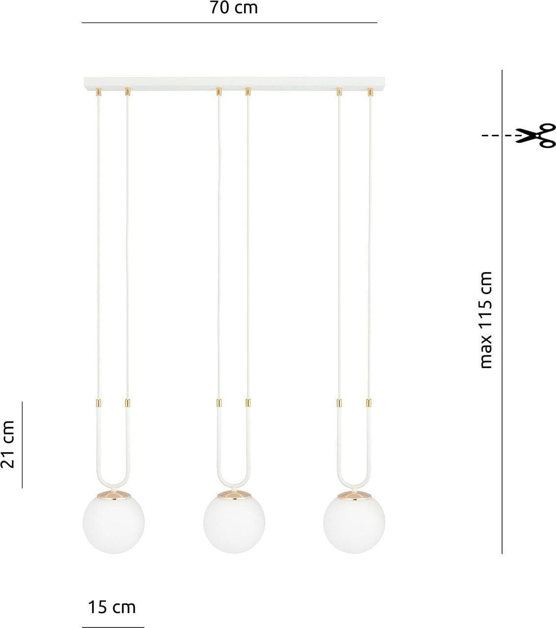 Sospensione Contemporanea 3 Luci Glam Acciaio Bianco Oro E Sfere Vetro Opalino in Lampade a sospensione LuceArt - Montecorvino Pugliano, commercioVirtuoso.it