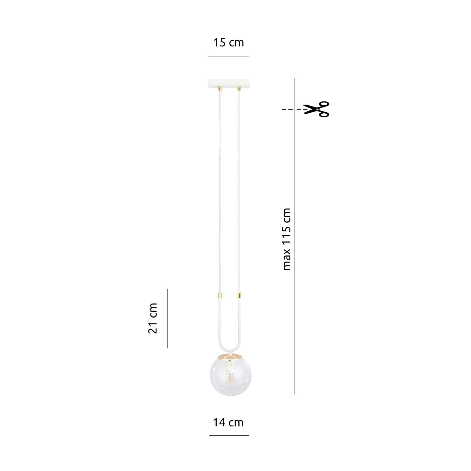 Sospensione 1 Luce Glam In Acciaio Bianco Oro E Sfera In Vetro Trasparente in Lampade a sospensione LuceArt - Montecorvino Pugliano, commercioVirtuoso.it