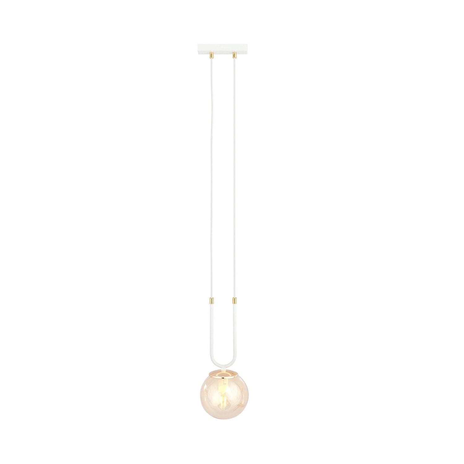 Sospensione Contemporanea 1 Luce Glam Acciaio Bianco Oro E Sfera Vetro Ambra in Lampade a sospensione LuceArt - Montecorvino Pugliano, commercioVirtuoso.it