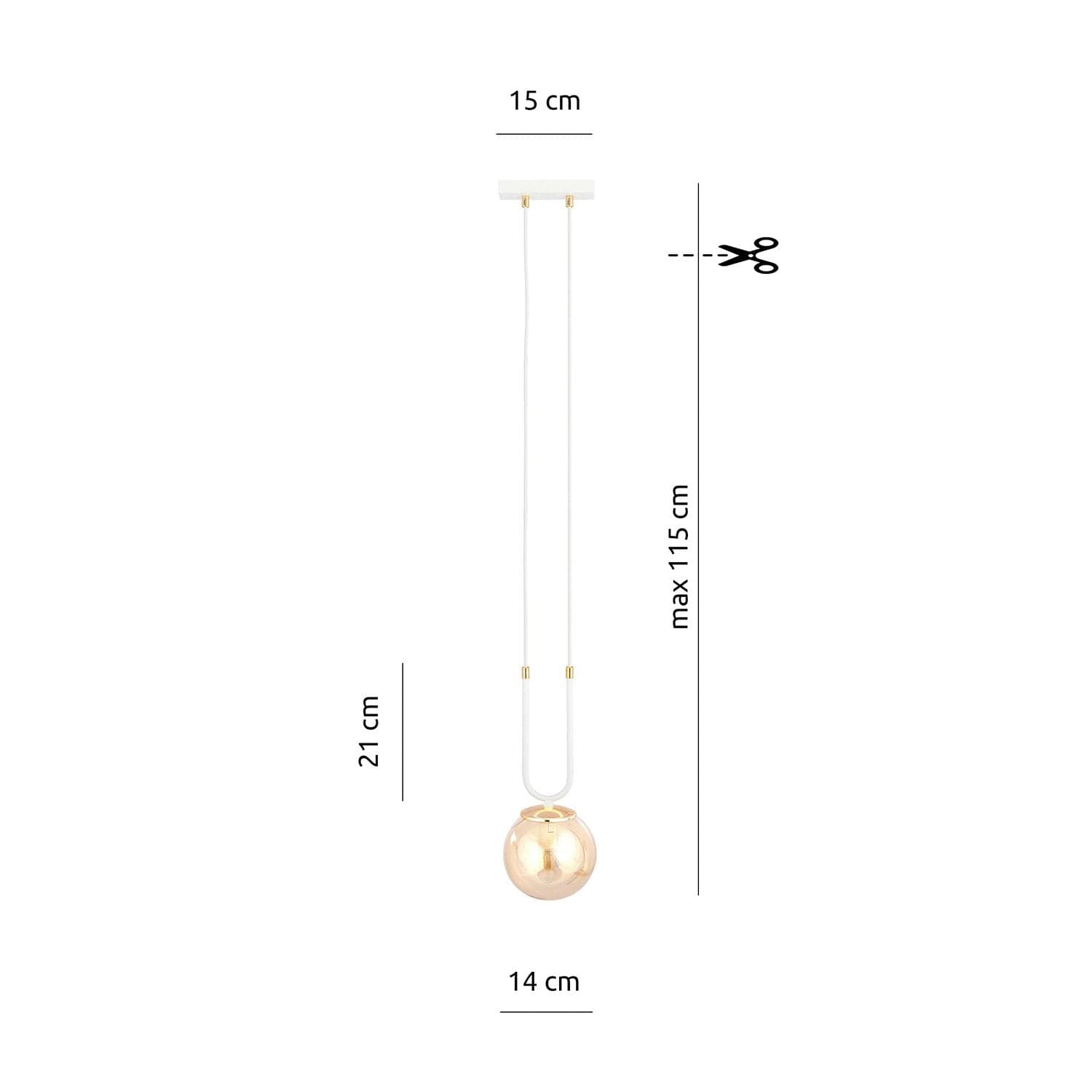 Sospensione Contemporanea 1 Luce Glam Acciaio Bianco Oro E Sfera Vetro Ambra in Lampade a sospensione LuceArt - Montecorvino Pugliano, commercioVirtuoso.it