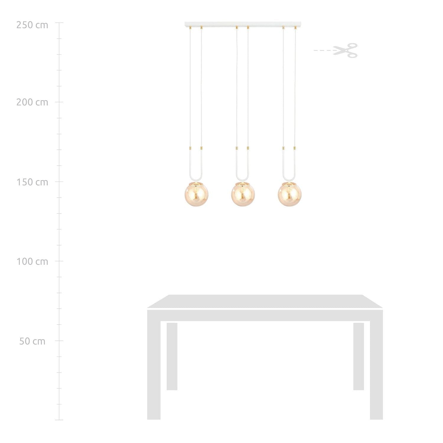 Sospensione Contemporanea 3 Luci Glam Acciaio Bianco Oro E Sfera Vetro Ambra in Lampade a sospensione LuceArt - Montecorvino Pugliano, commercioVirtuoso.it