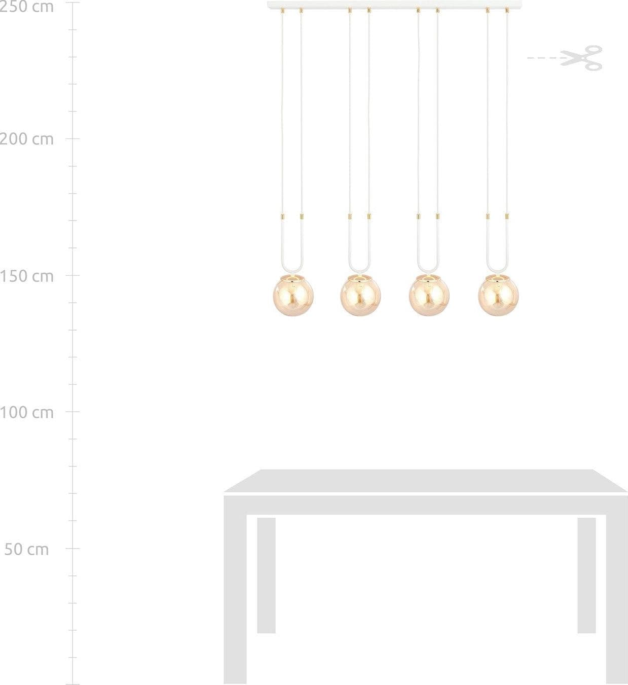 Sospensione Contemporanea 4 Luci Glam Acciaio Bianco Oro E Sfera Vetro Ambra in Lampade a sospensione LuceArt - Montecorvino Pugliano, commercioVirtuoso.it