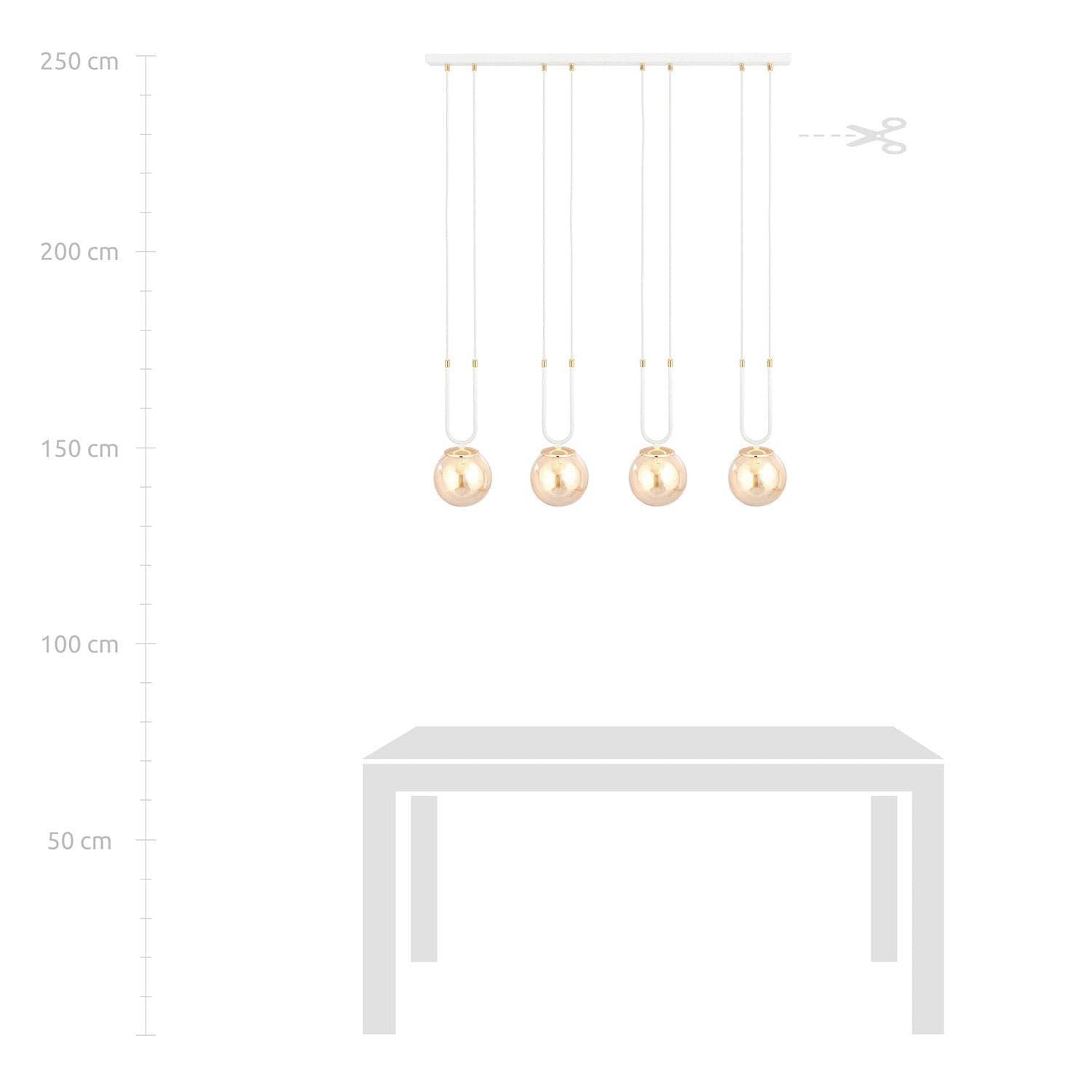 Sospensione Contemporanea 4 Luci Glam Acciaio Bianco Oro E Sfera Vetro Ambra in Lampade a sospensione LuceArt - Montecorvino Pugliano, commercioVirtuoso.it