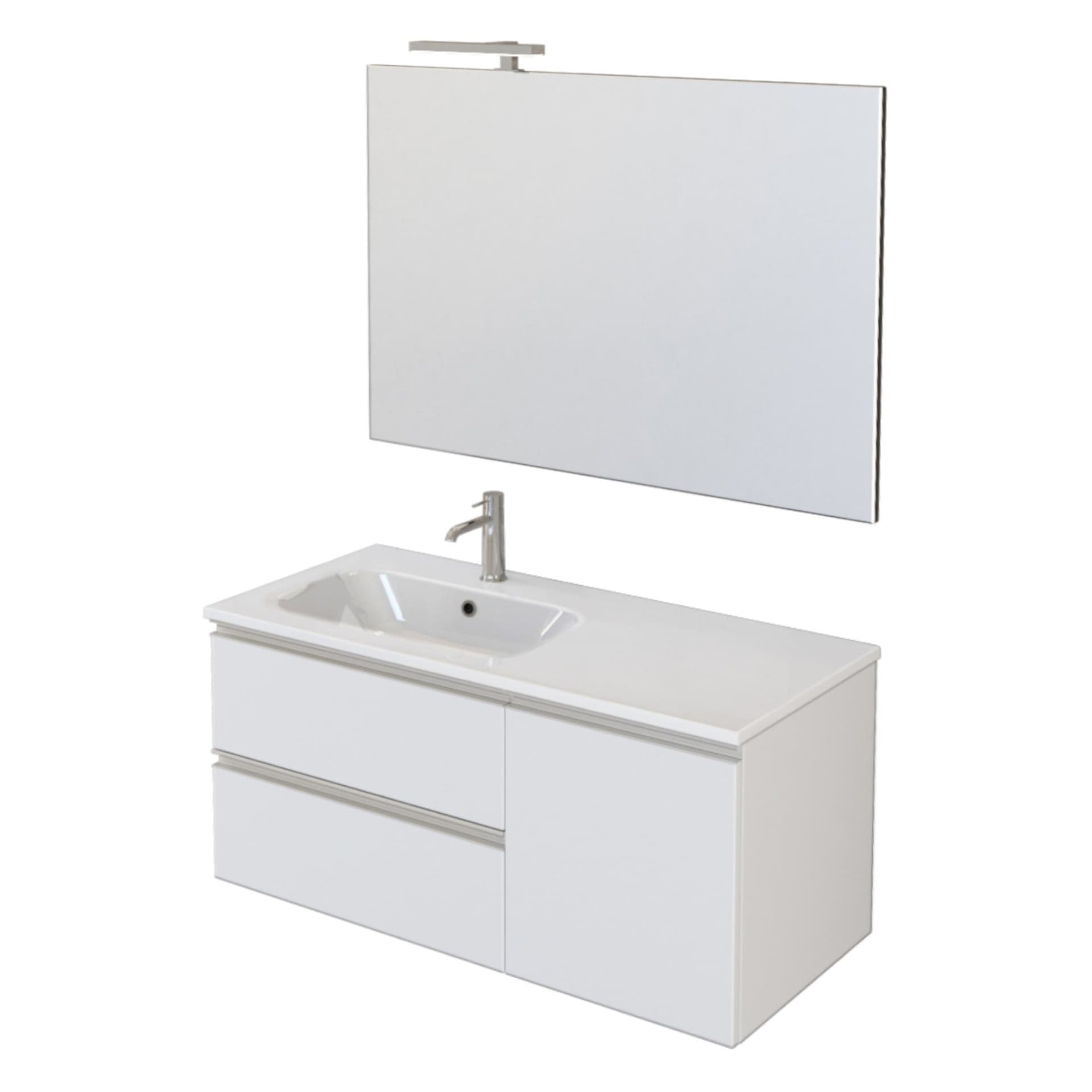 Mobile bagno sospeso 100cm con specchio bianco opaco DUBON in Mobiletti con lavabo Mondialshop - Parabiago, commercioVirtuoso.it