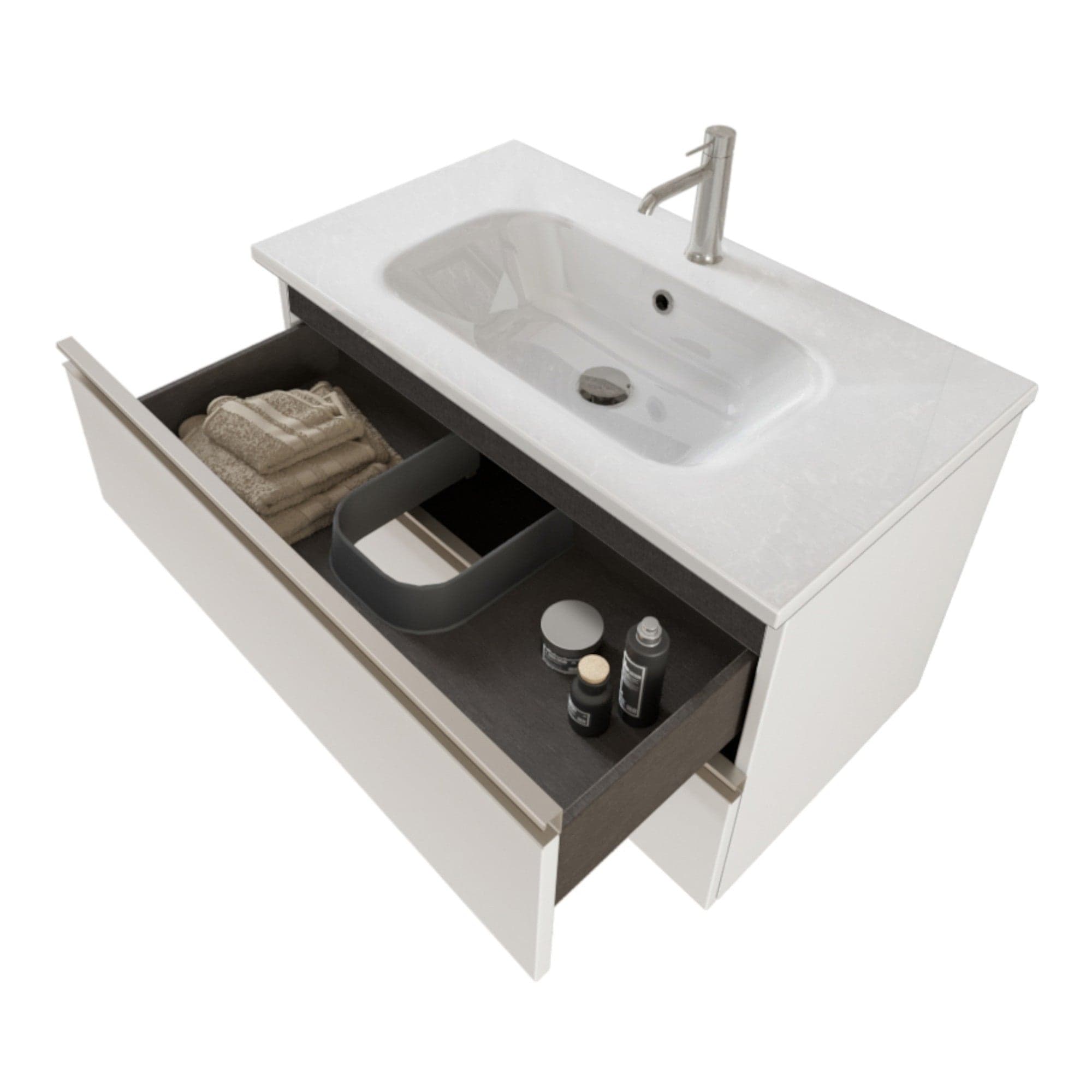 Mobile bagno sospeso 80cm con specchio bianco opaco DUBON in Mobiletti con lavabo Mondialshop - Parabiago, commercioVirtuoso.it