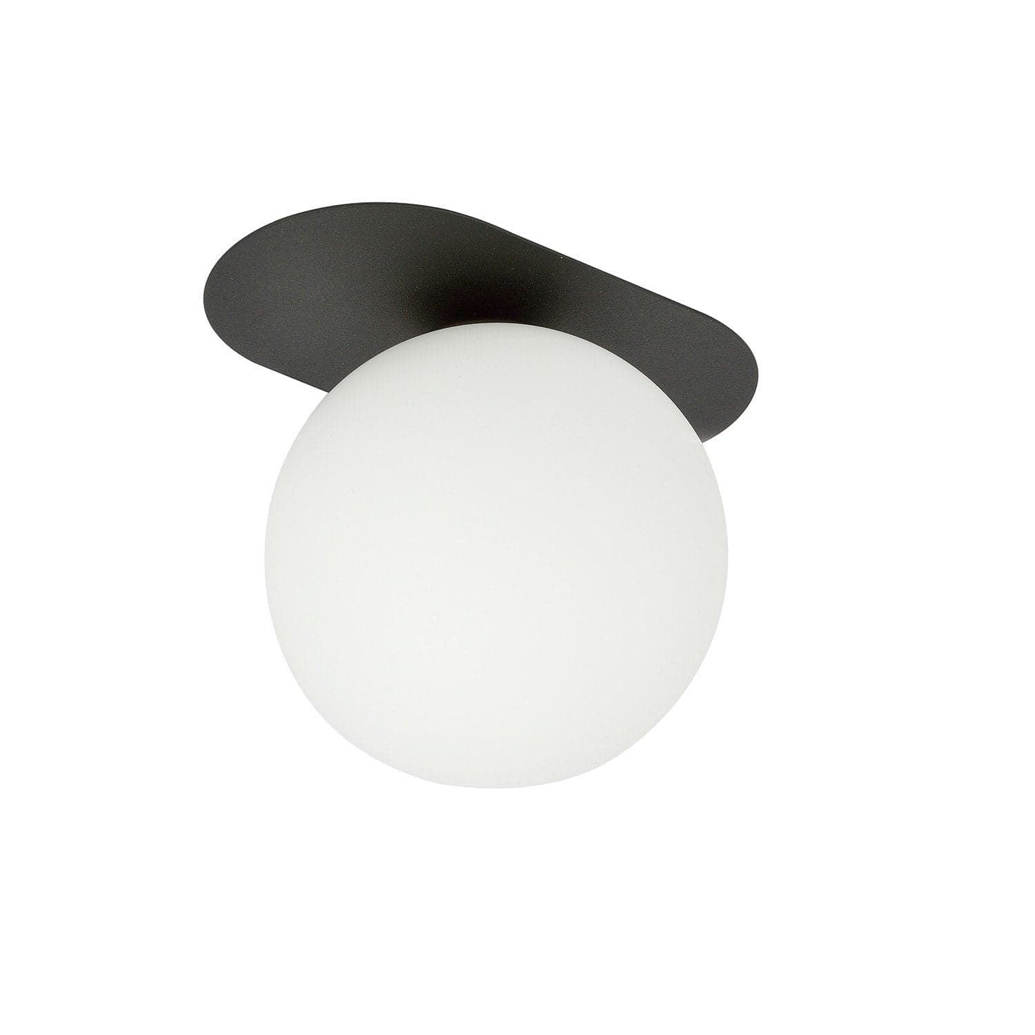 Plafoniera Minimal 1 Luce Plaza In Acciaio Nero E Sfera Vetro Opale in Plafoniere LuceArt - Montecorvino Pugliano, commercioVirtuoso.it