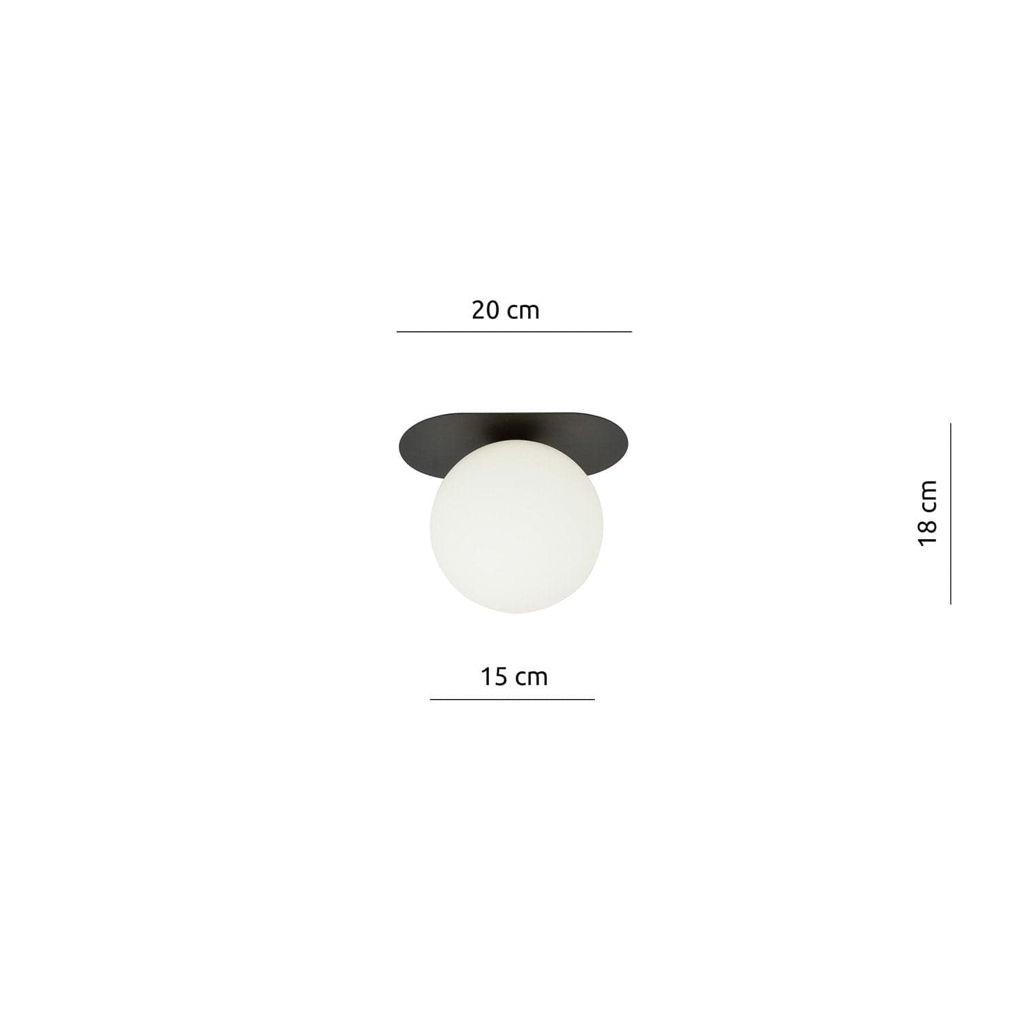 Plafoniera Minimal 1 Luce Plaza In Acciaio Nero E Sfera Vetro Opale in Plafoniere LuceArt - Montecorvino Pugliano, commercioVirtuoso.it