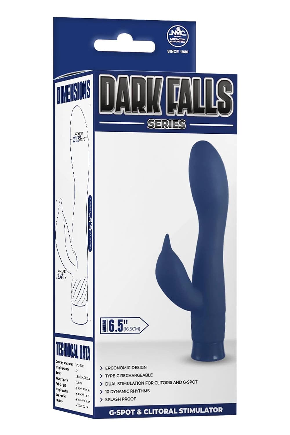 Vibratore Rabbit Dark Falls 16,5 cm blu 10 funzioni soft touch USB waterproof in prodotto Erosdom - Palmi, commercioVirtuoso.it