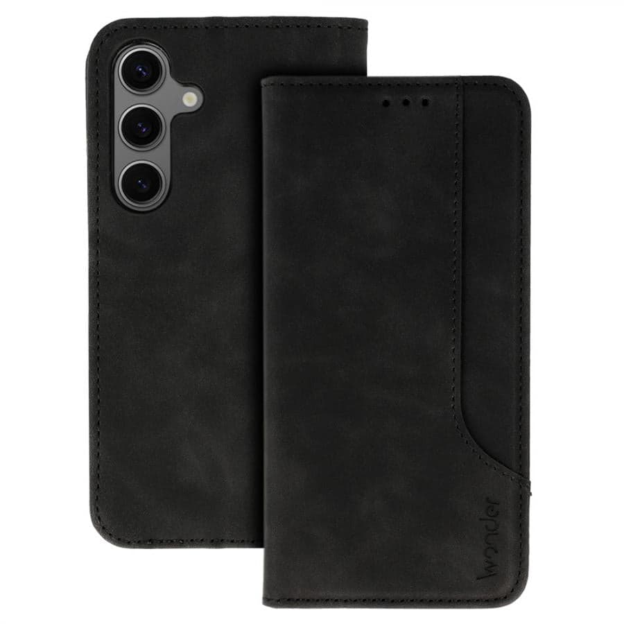 custodia a libro samsung a26 con porta carte di credito chiusura magnetica nera