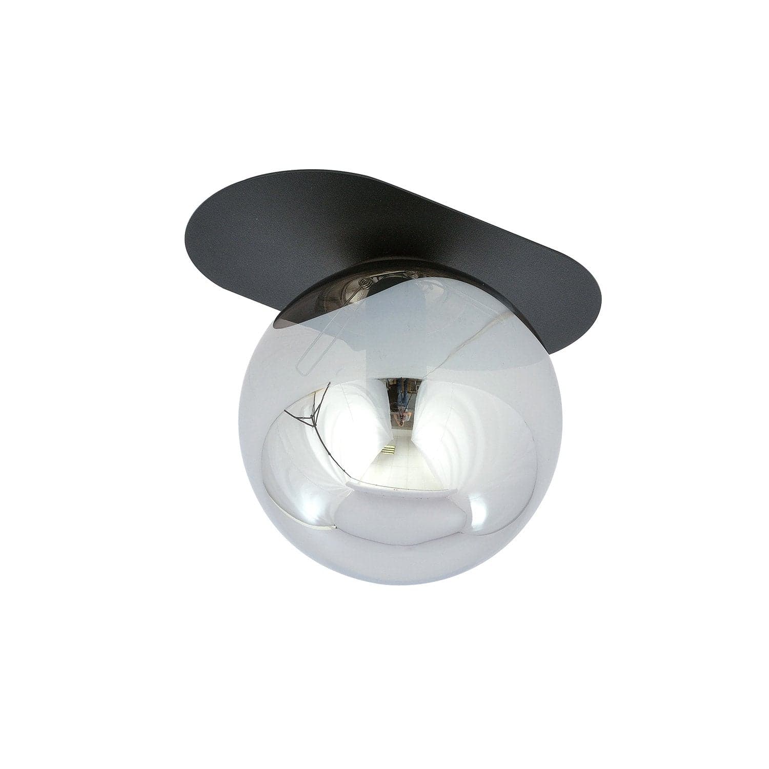Plafoniera Minimal 1 Luce Plaza In Acciaio Nero E Sfera Vetro Fumè in Plafoniere LuceArt - Montecorvino Pugliano, commercioVirtuoso.it